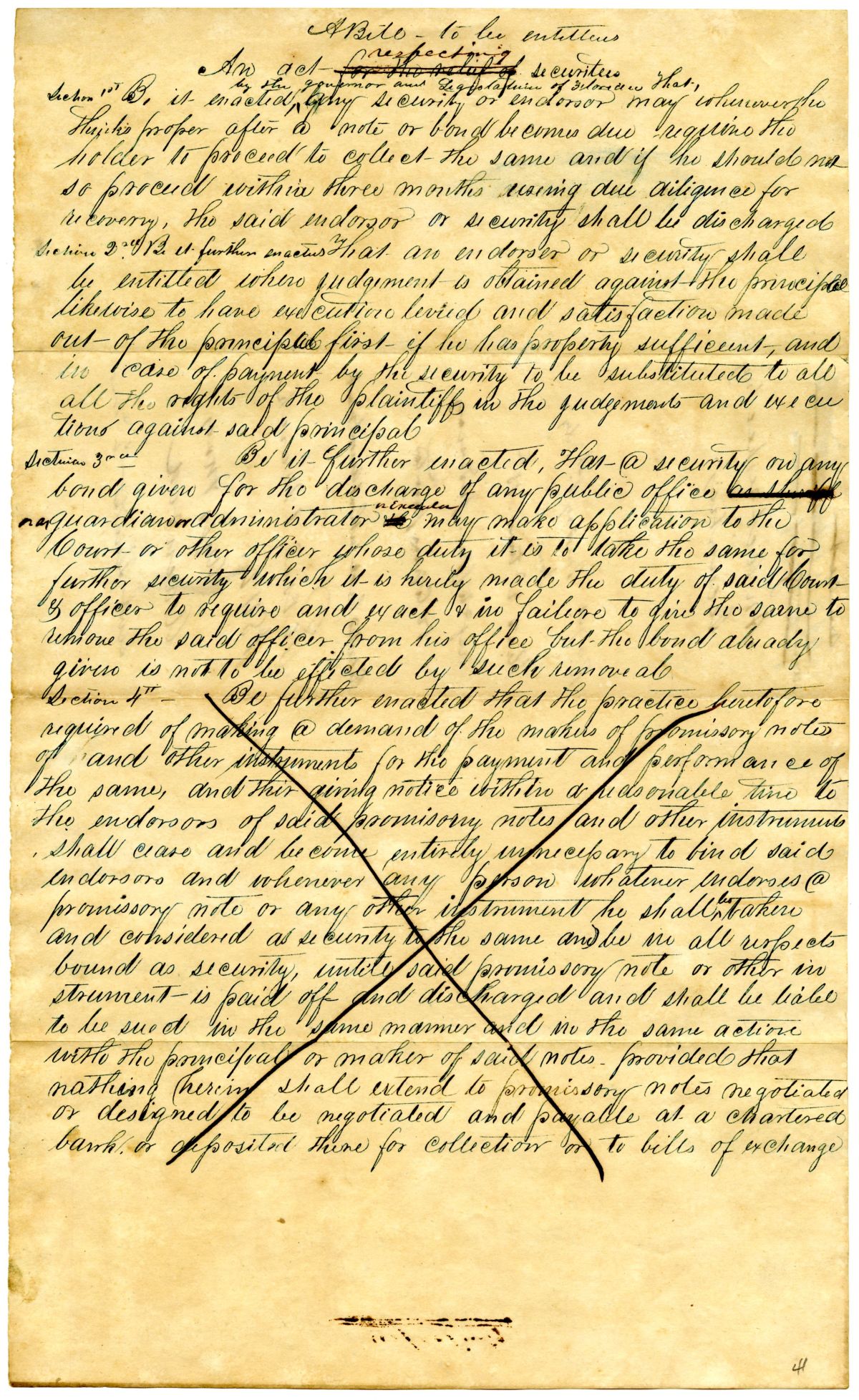 Draft of an Act Respecting Securities, 1842