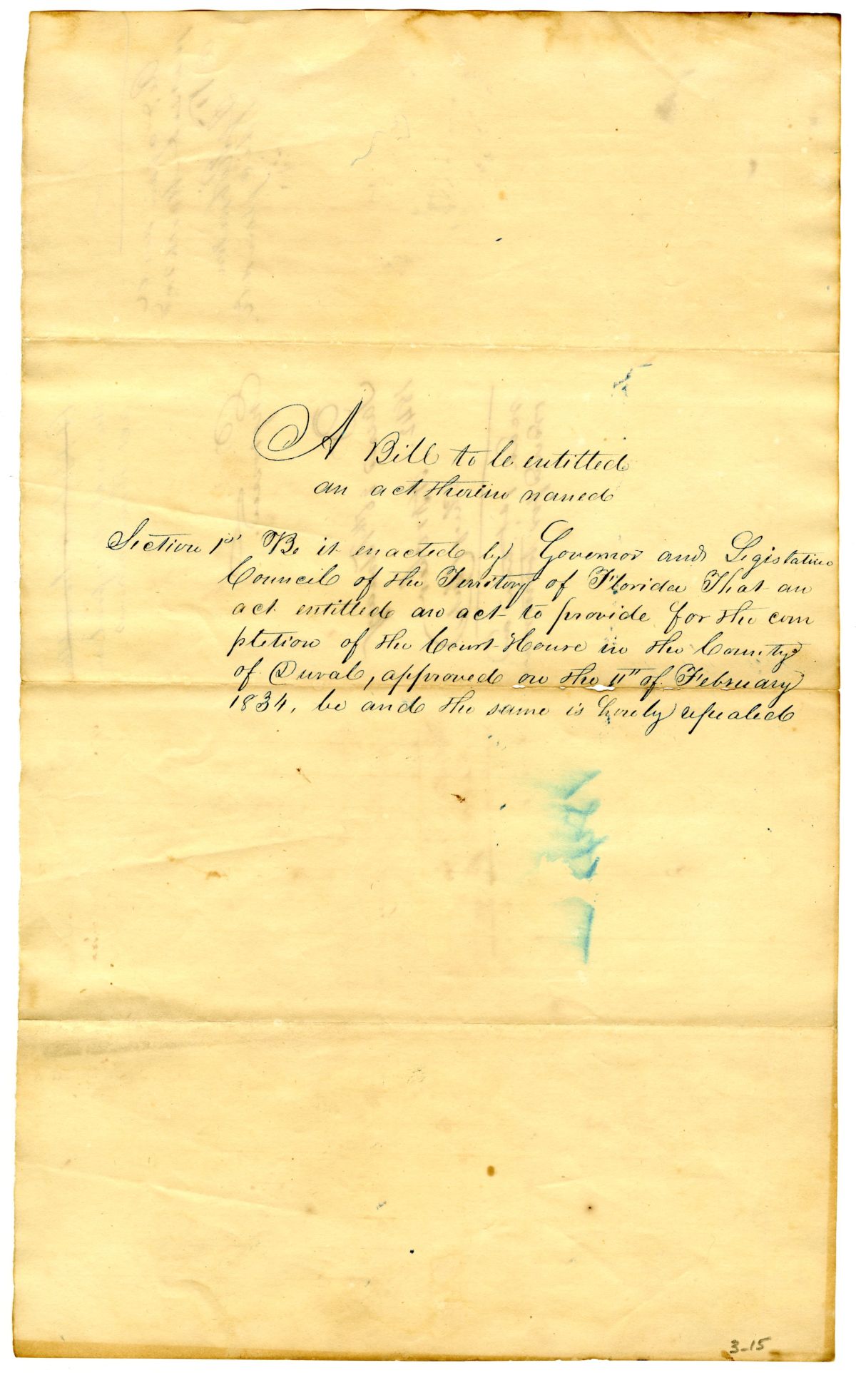 Draft of an Act to Be Entitled an Act to Repeal an Act Therein Named, 1842