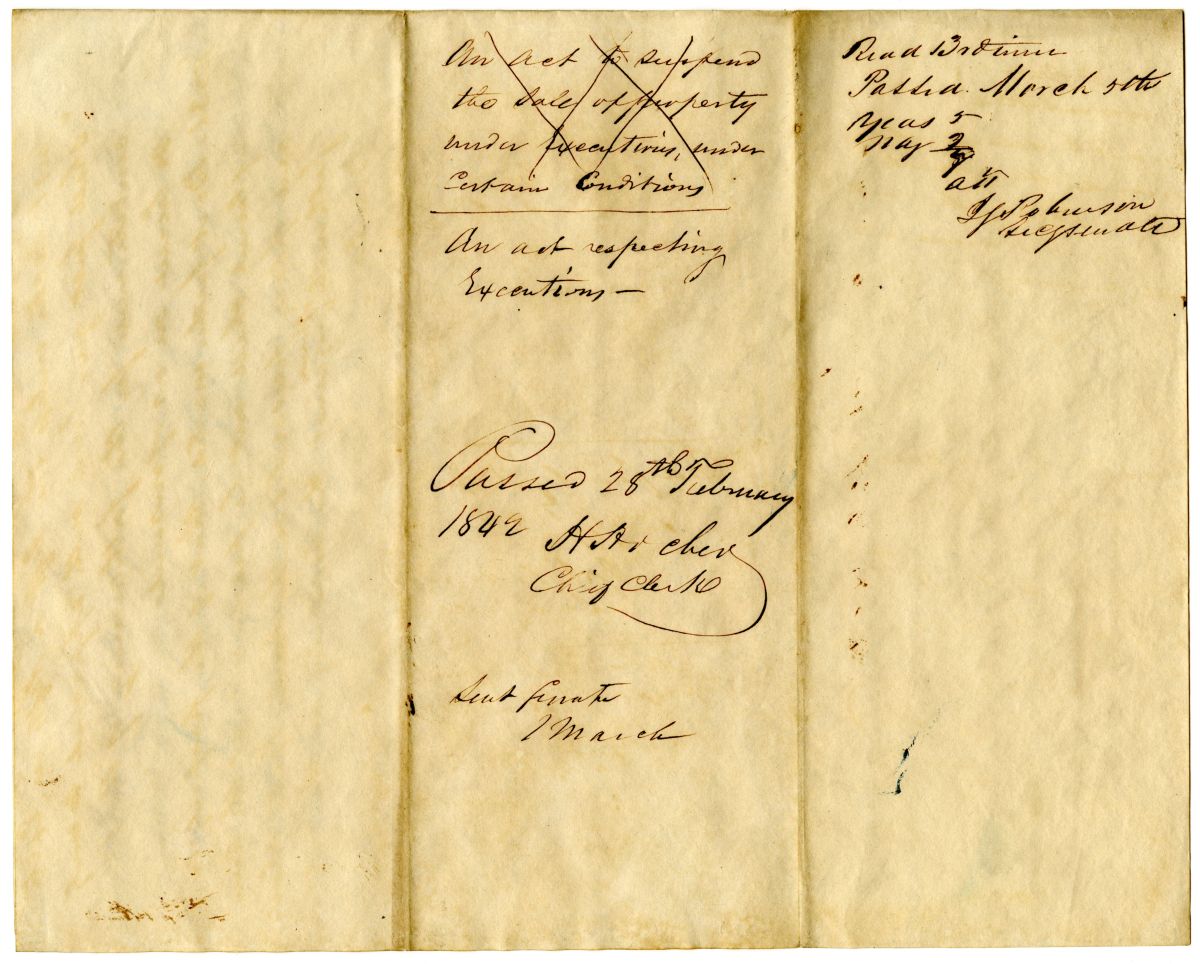 Draft of an Act Respecting Executions, 1842