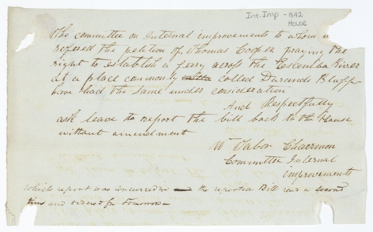 Report of the Committee on Internal Improvements, circa 1842