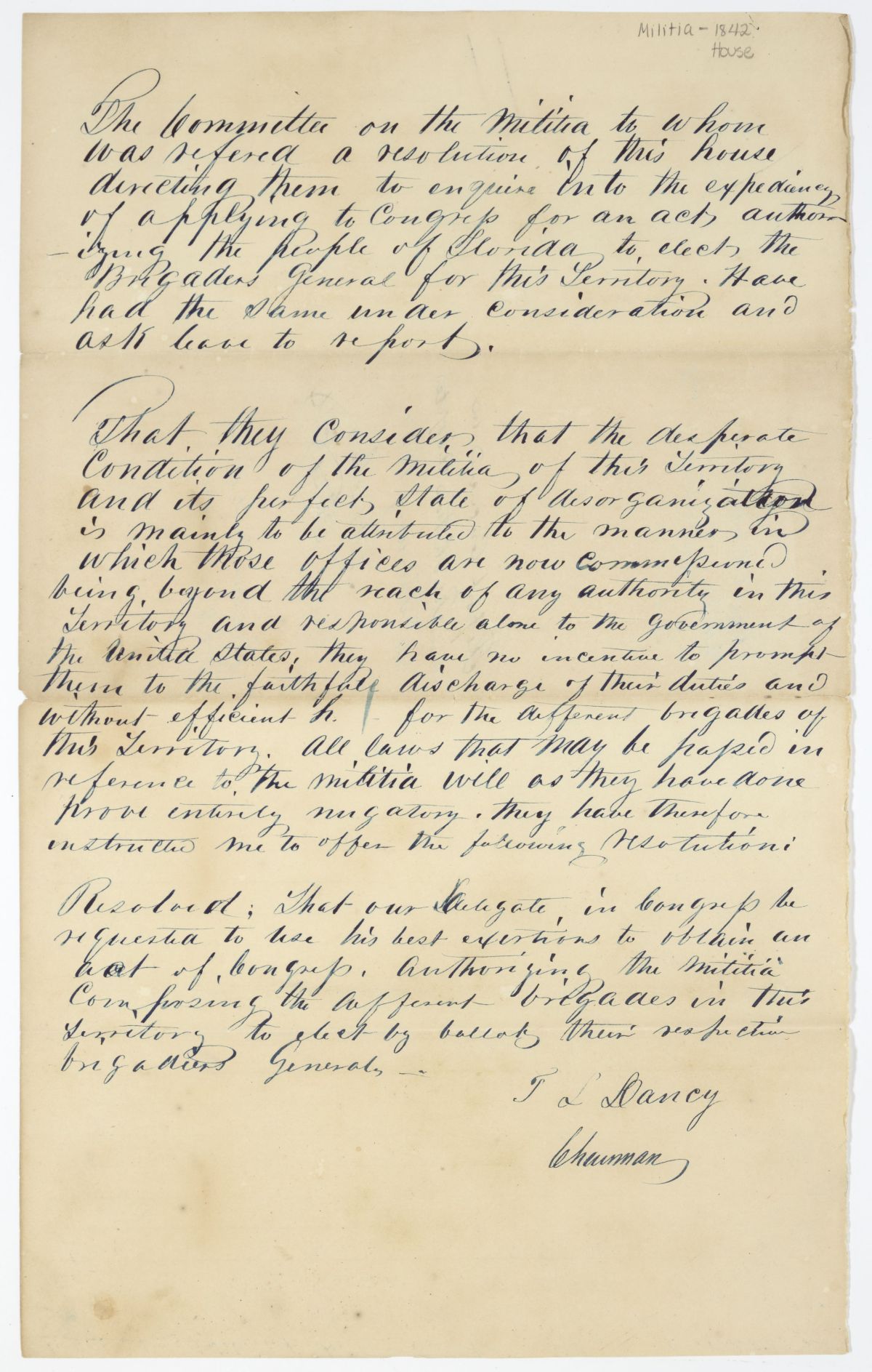 Report of the Committee on the Militia, 1842