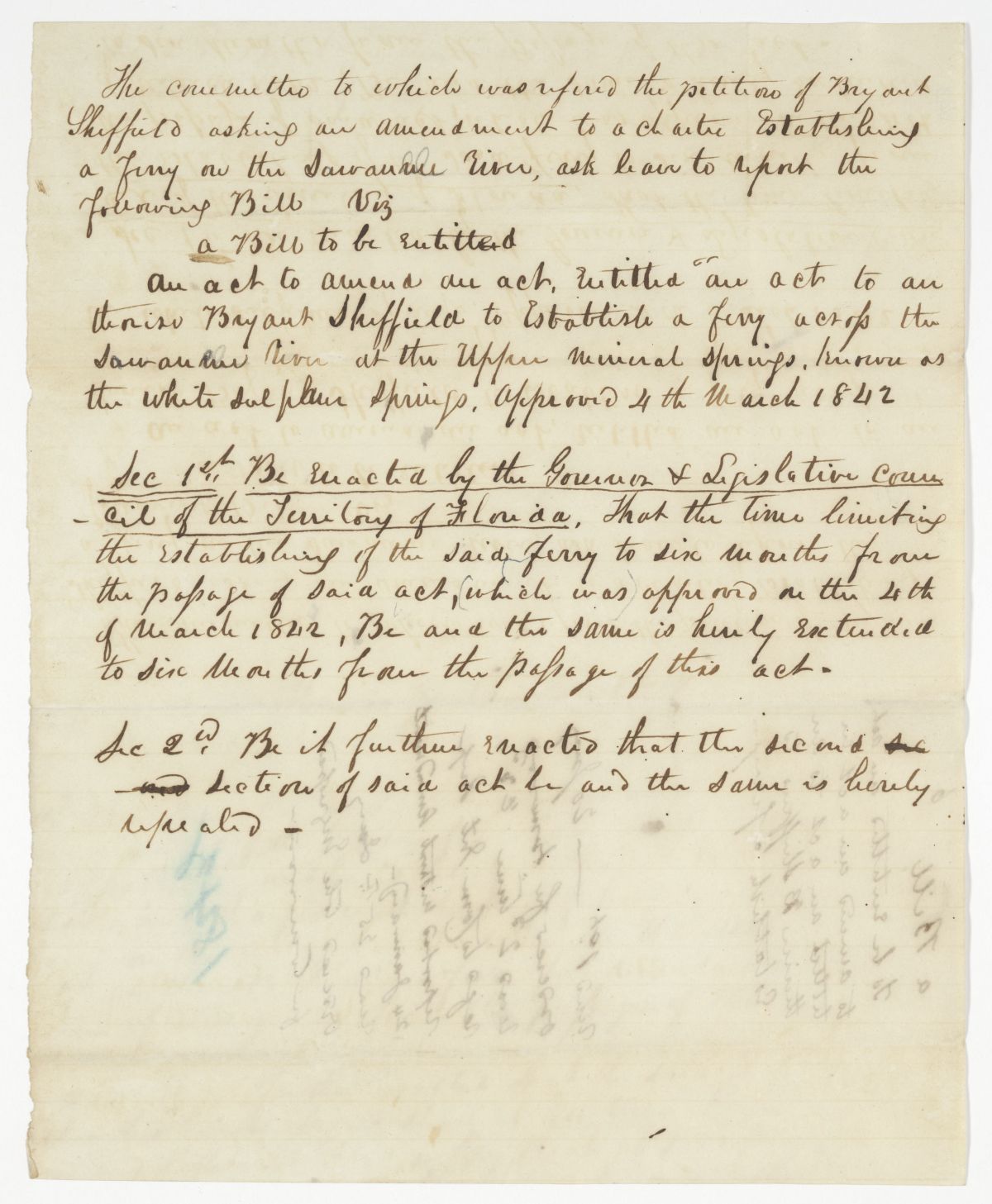 Report of the Committee to Which Was Referred the Petition of Bryant Sheffield, circa 1842