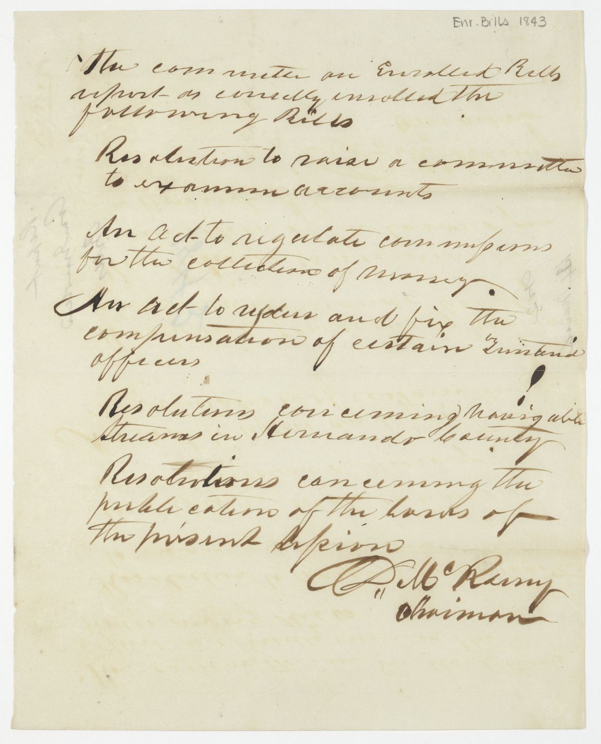 Report of the Committee on Enrolled Bills, circa 1843