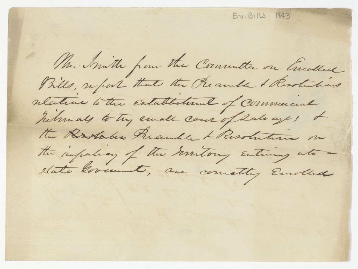 Report of the Committee on Enrolled Bills, circa 1843