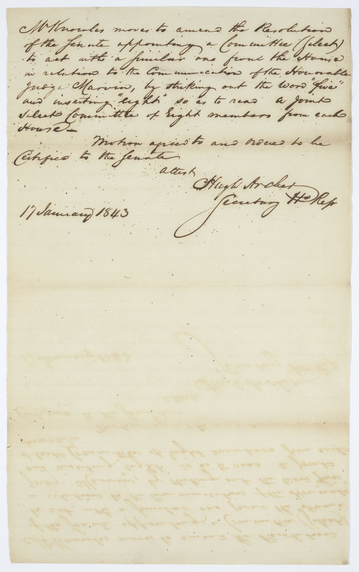 Motion to Amend a Resolution Appointing a Select Committee, 1843