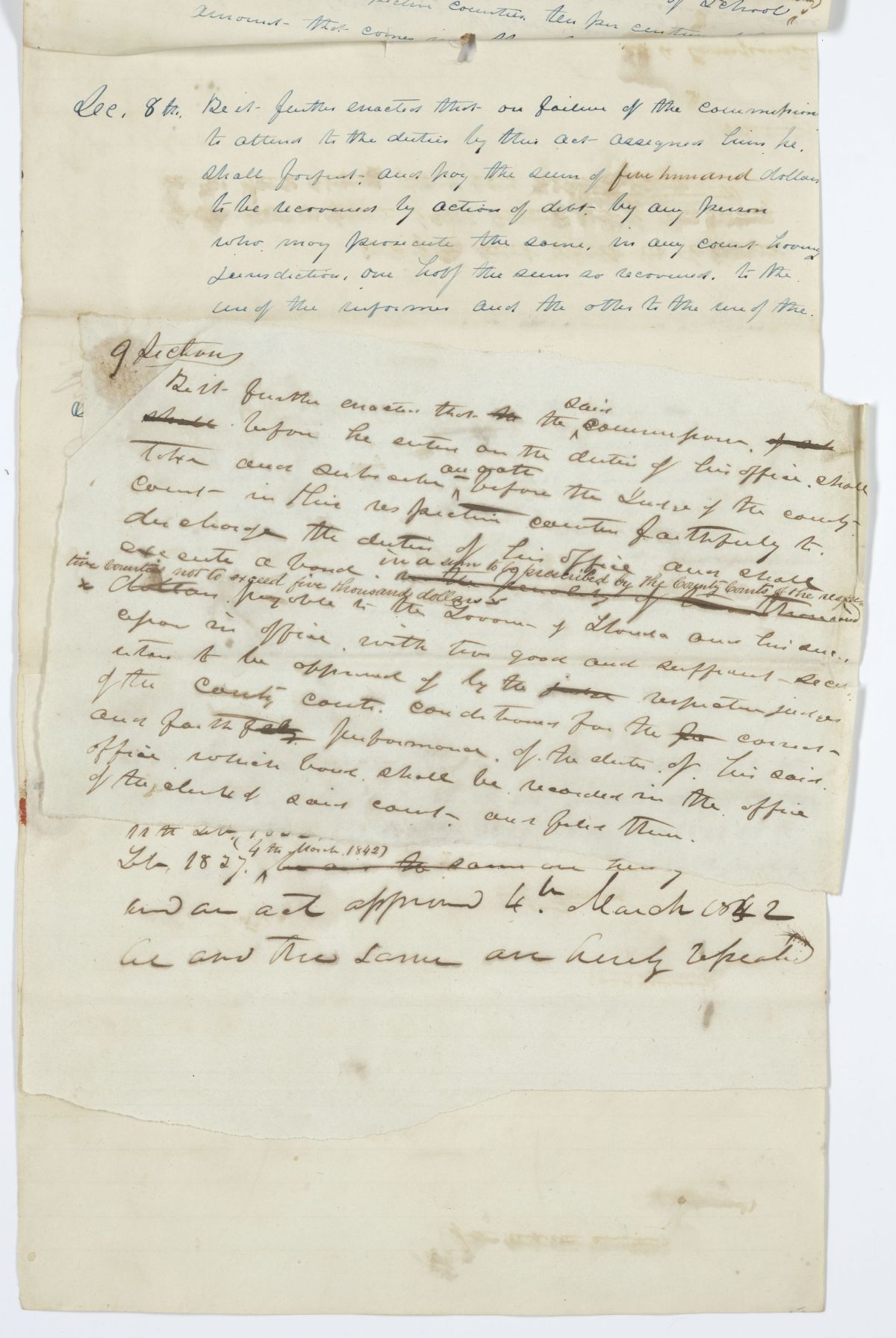 Draft of an Act Concerning School Lands, 1843