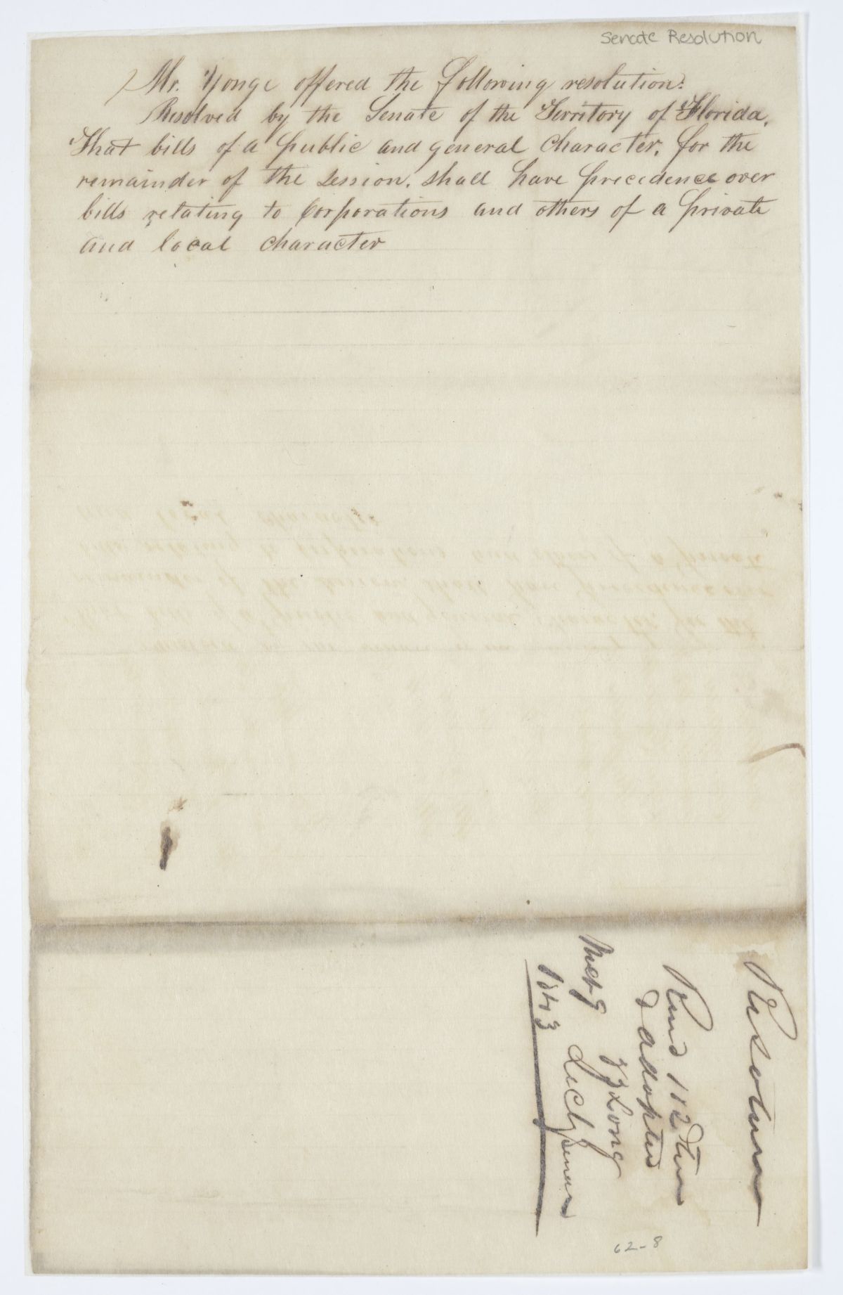 Resolution of the Senate Regarding the Priority of Bills, 1843