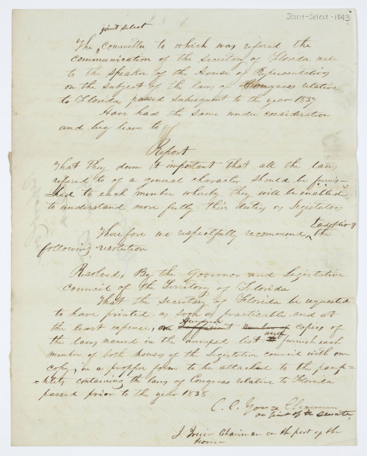 Seven Legislative Committee Reports, circa 1843