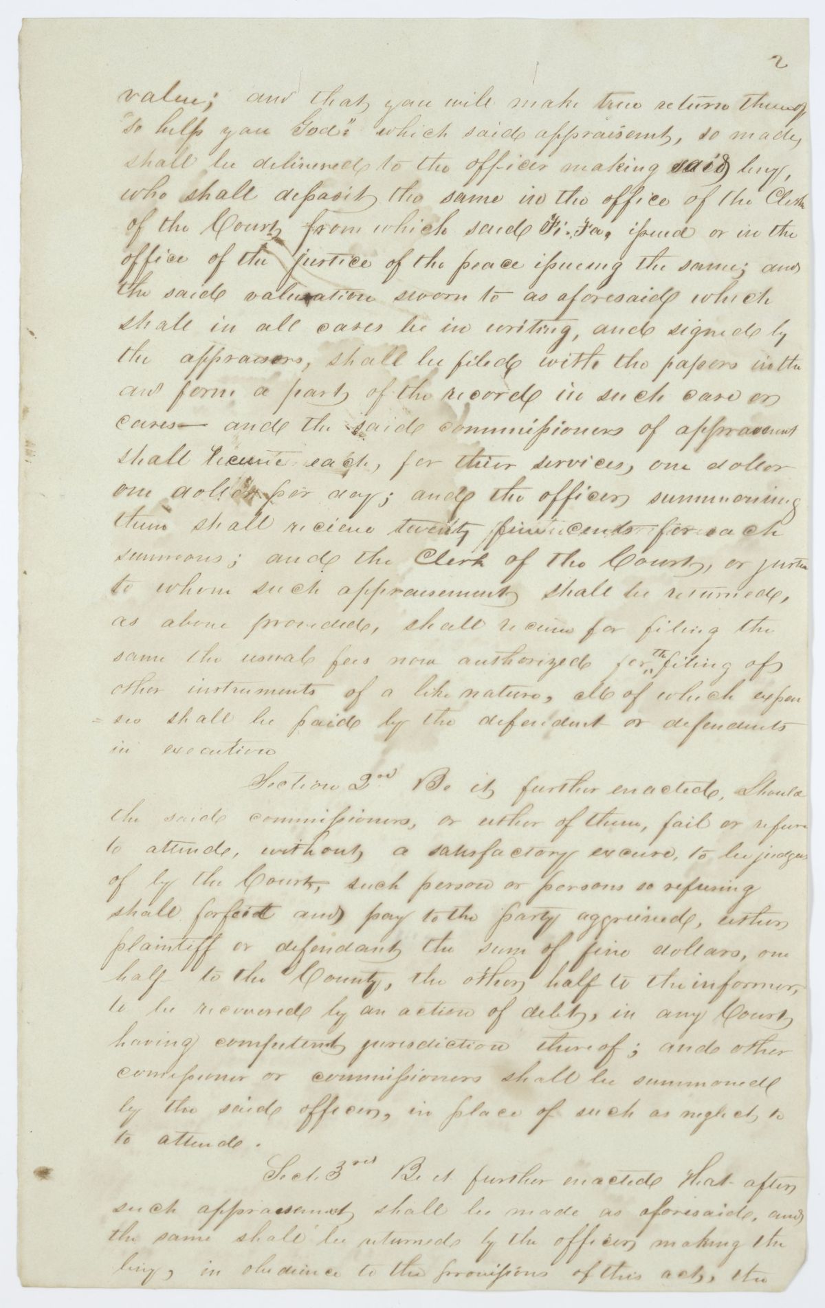 Draft of an Act in Relation to Judgments and Executions and the Valuation of Property Subject to the Same, circa 1843