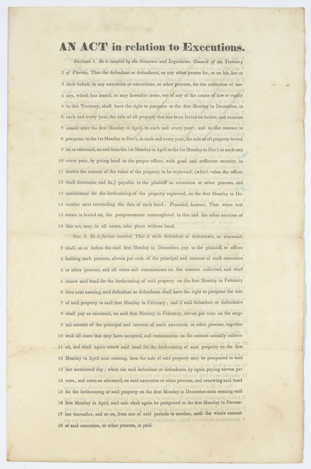 Draft of an Act in Relation to Executions, 1843