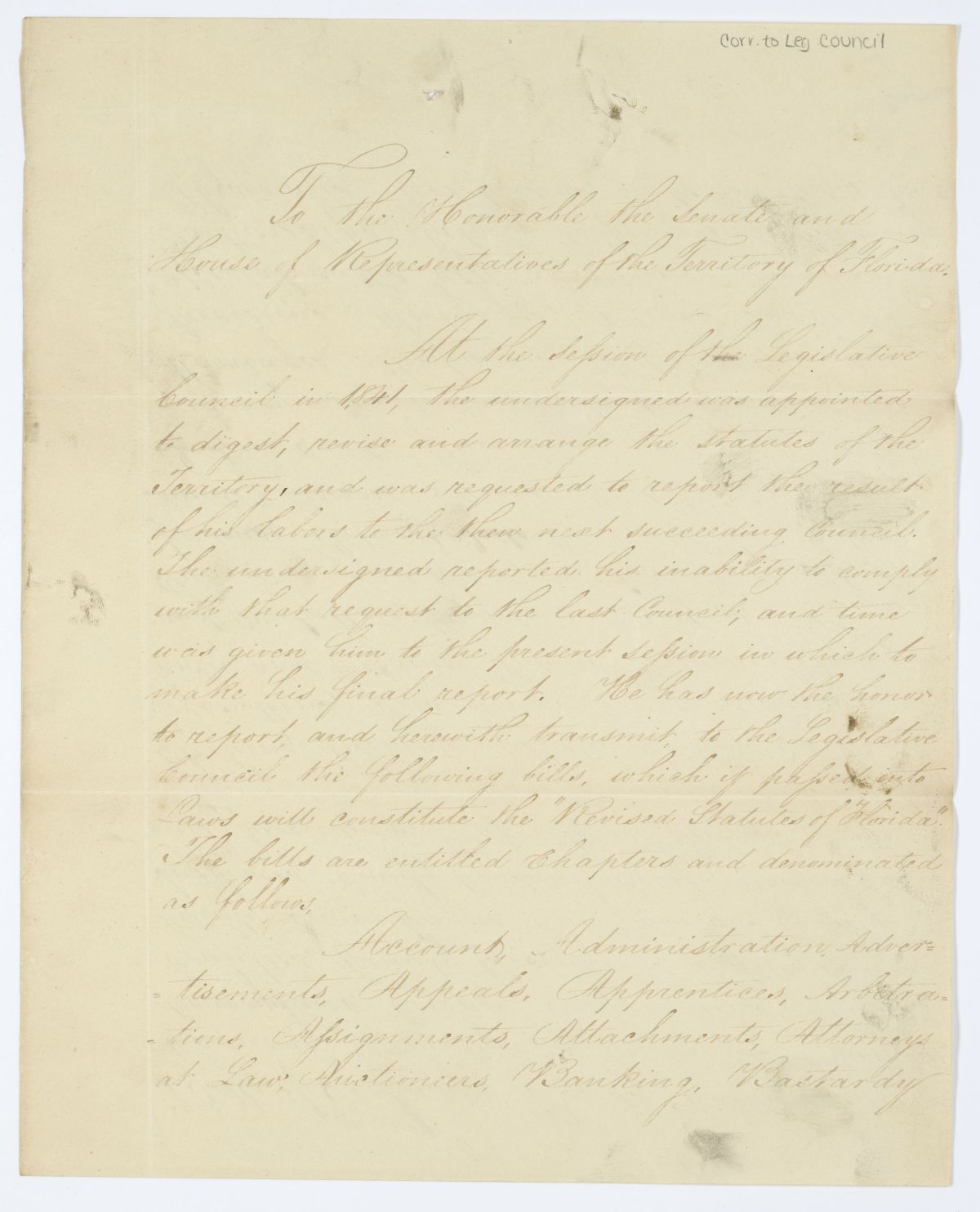 Report of the Honorable Judge William Marvin on the Revised Statutes, circa 1843