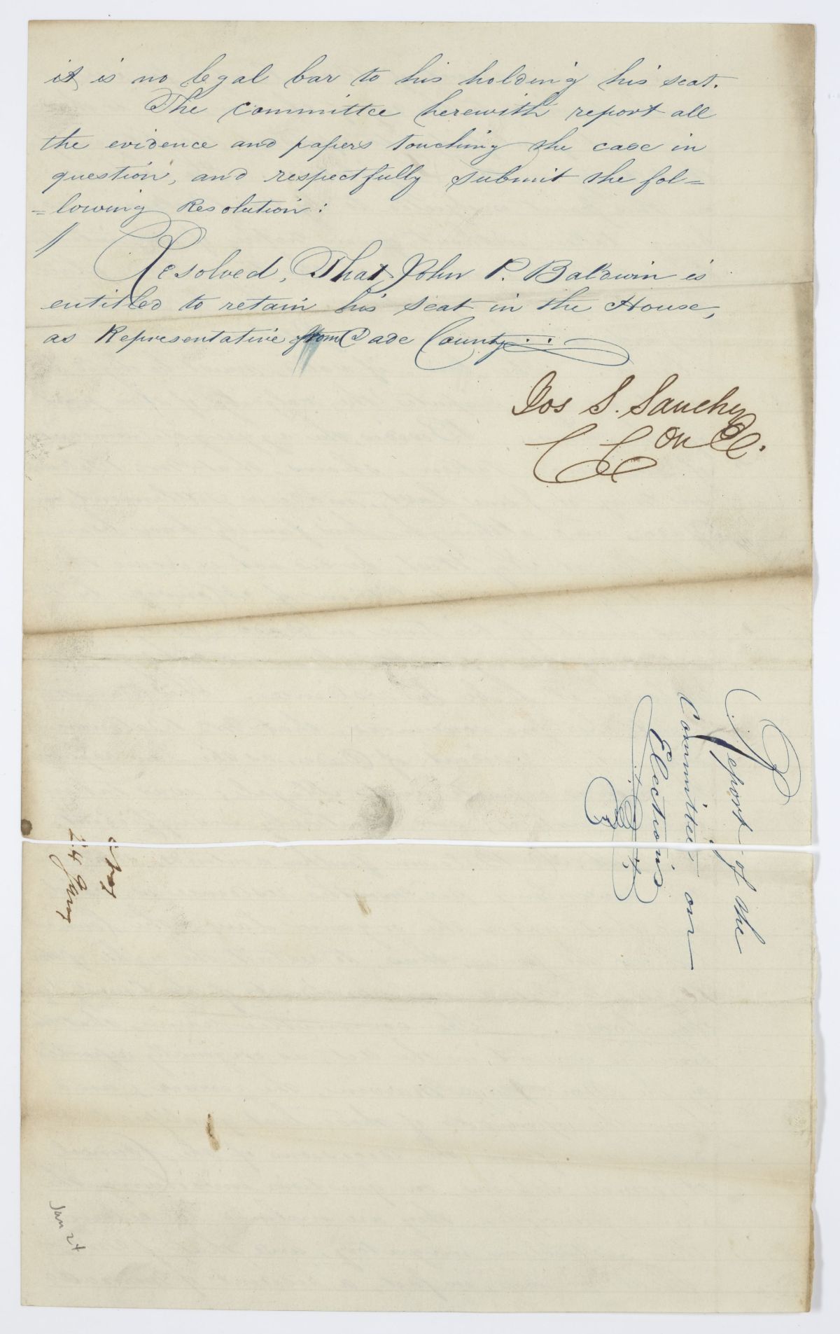 Report of the Committee on Elections to Whom Was Referred the Petition of Temple Pent, circa 1844