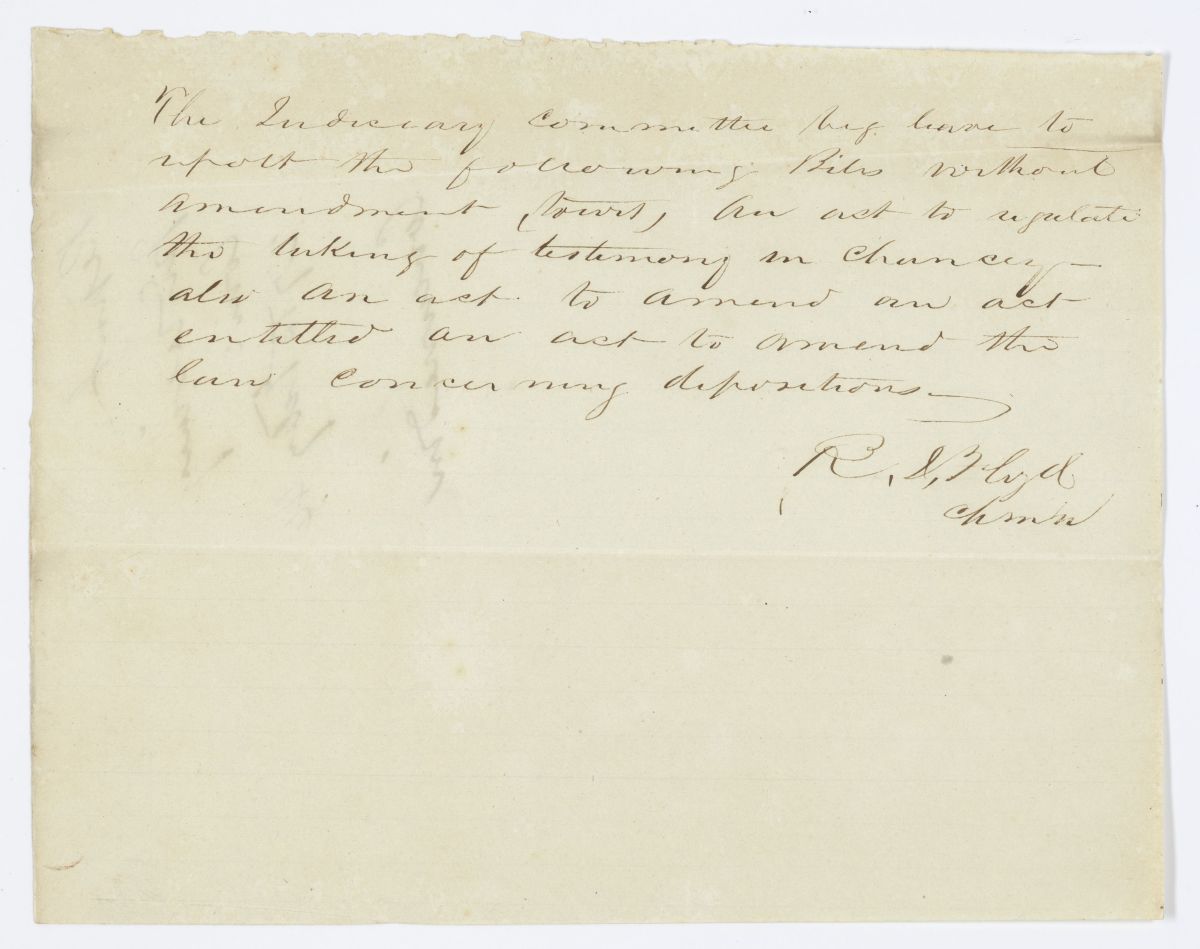 Report of the Judiciary Committee Concerning Two Bills, 1844