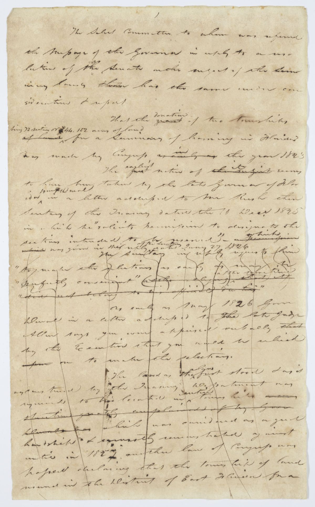 Report of the Select Committee to Whom Was Referred the Governor's Message Concerning the Seminary Lands, circa 1844