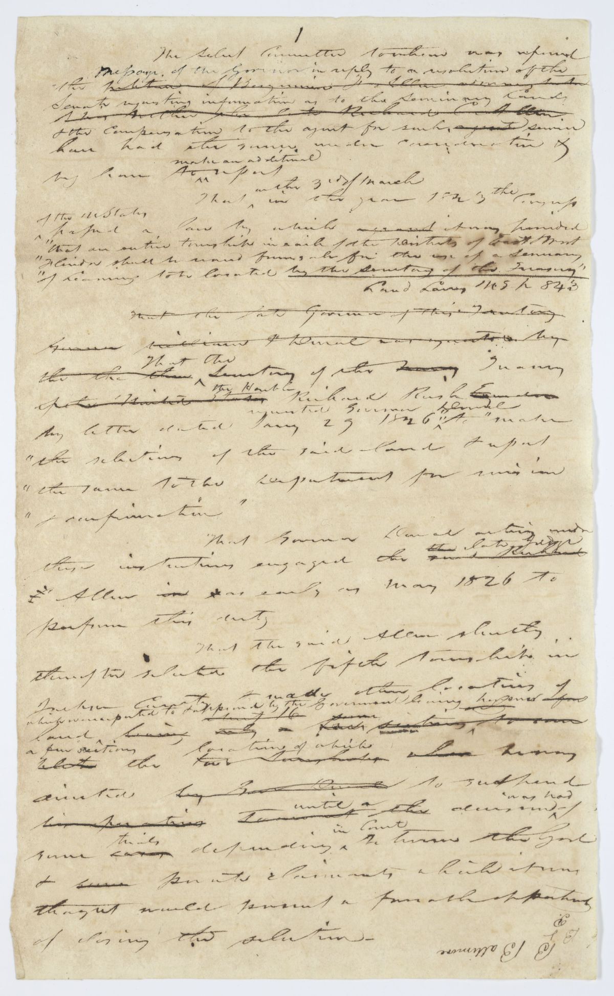 Report of the Select Committee to Whom Was Referred the Governor's Message Concerning the Seminary Lands, circa 1844