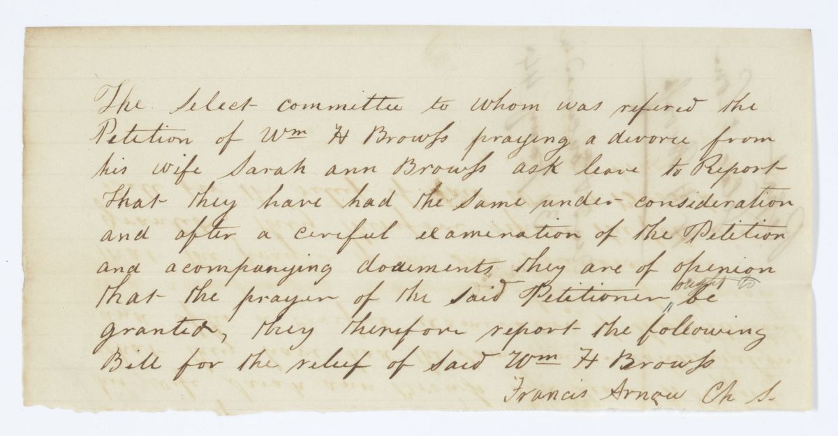 Report of the Select Committee to Whom Was Referred the Petition of William H. Browss, 1844