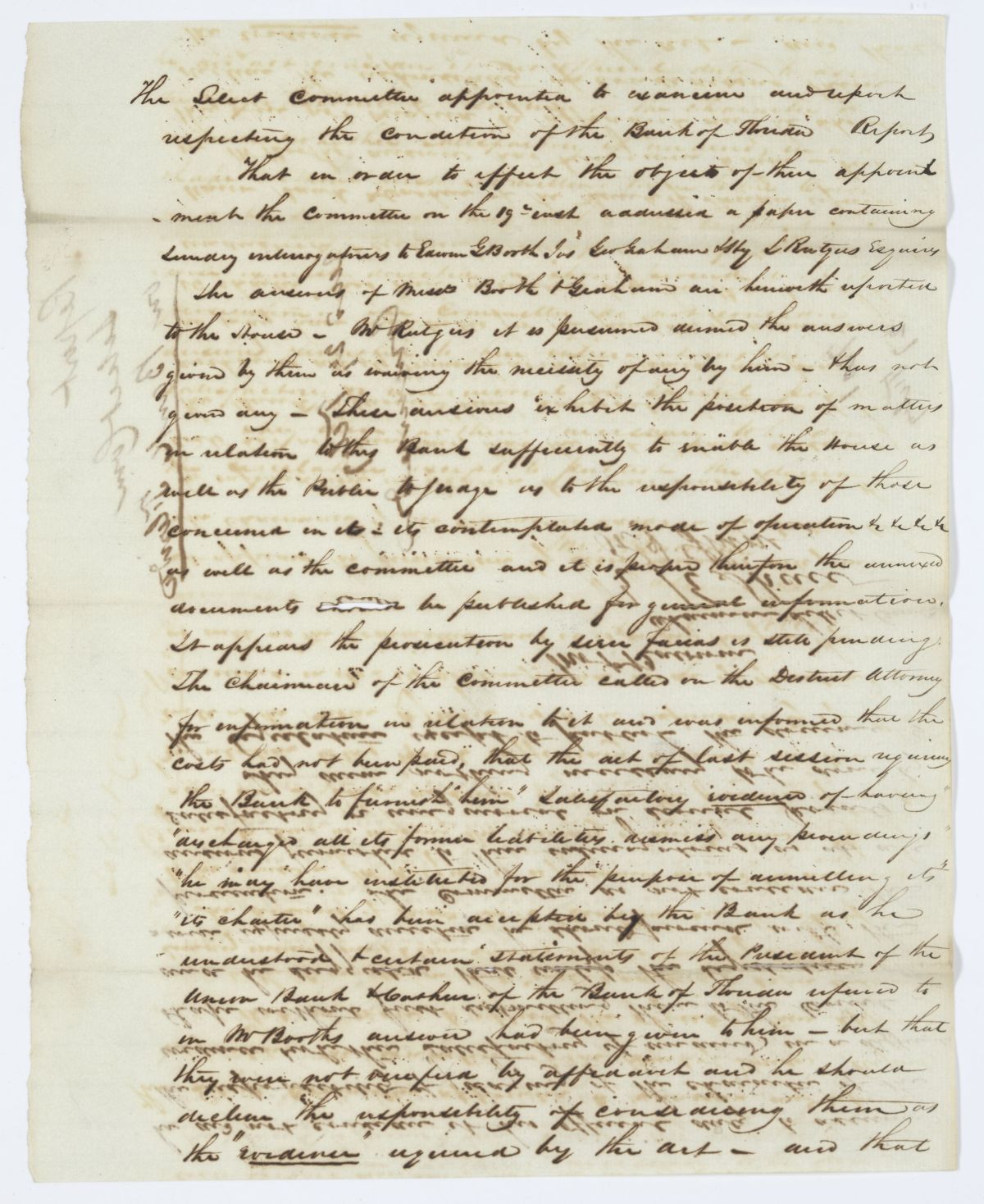 Two Committee Reports on the Subject of the Bank of Florida and an Additional Judicial District, circa 1844