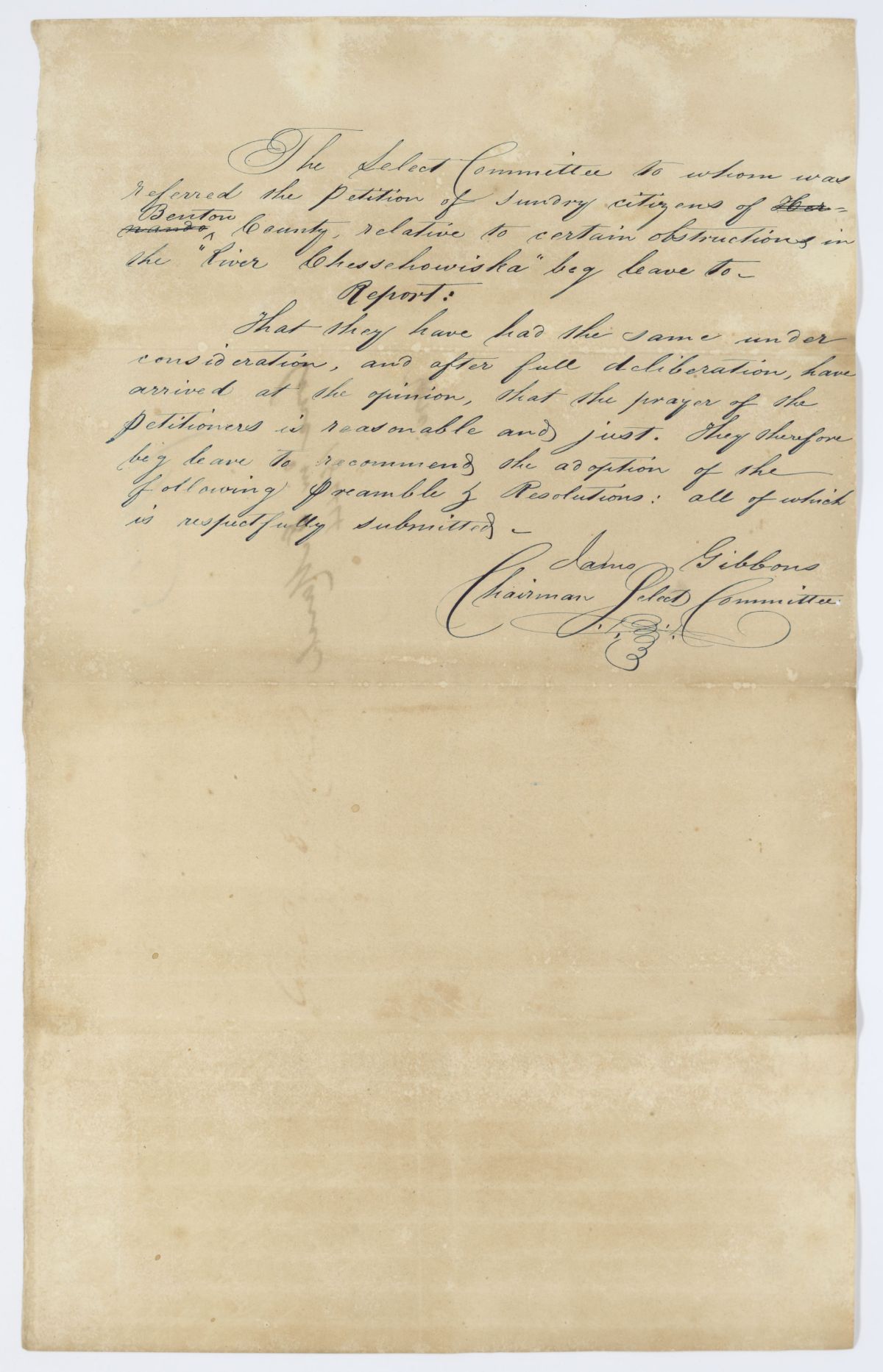 Report of the Select Committee to Whom Was Referred the Petition of Citizens of Benton County, 1844