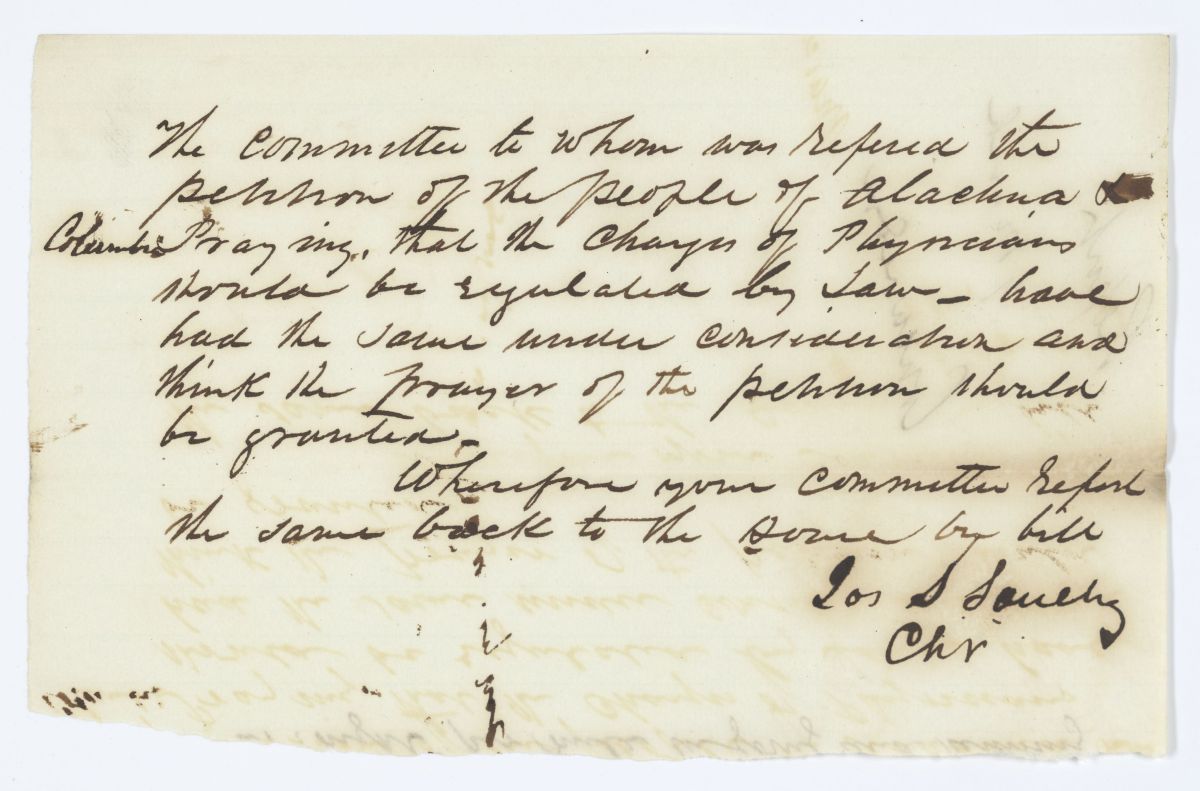 Report of the Committee to Whom Was Referred the Petition of the People of Alachua and Columbia Counties, circa 1844