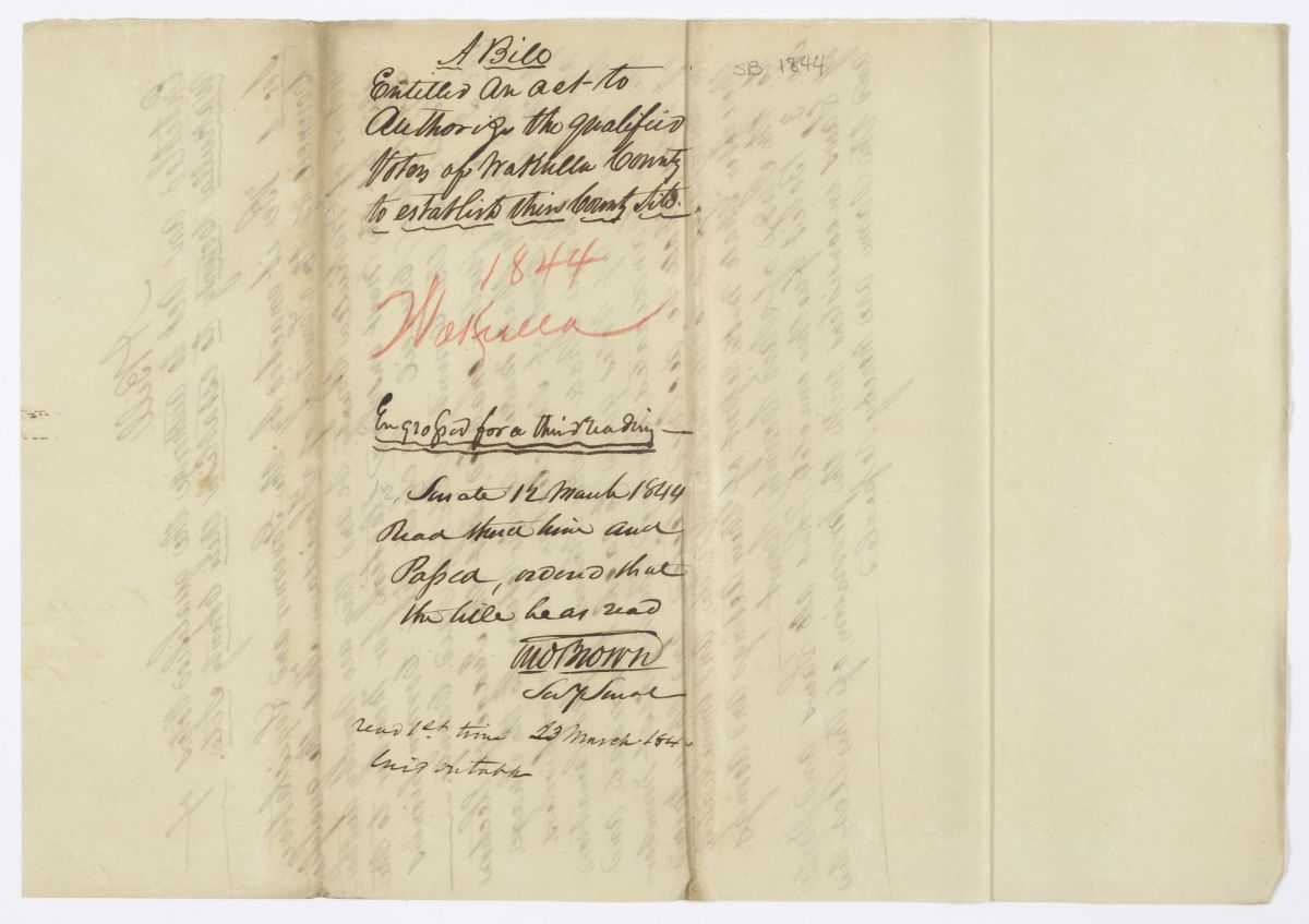 Two Petitions of Citizens of Wakulla County Regarding the County Seat and a Bill Draft Addressing the Petitions, 1844