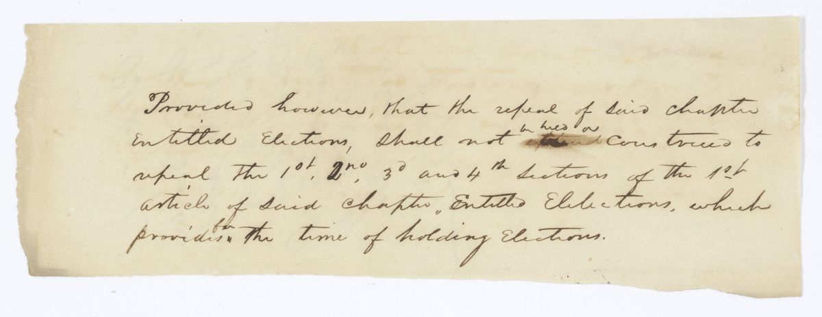 Amendment to an Act Regarding the Repeal of Certain Legislation, circa 1840s