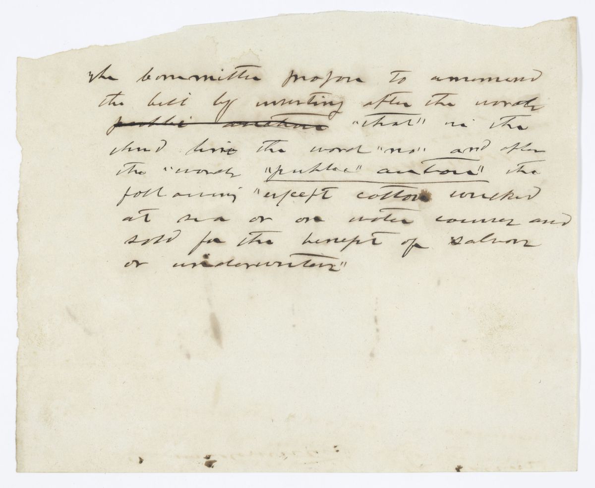 Draft Amendment to an Unknown Act Pertaining to Auctions or Underwriters, circa 1840s