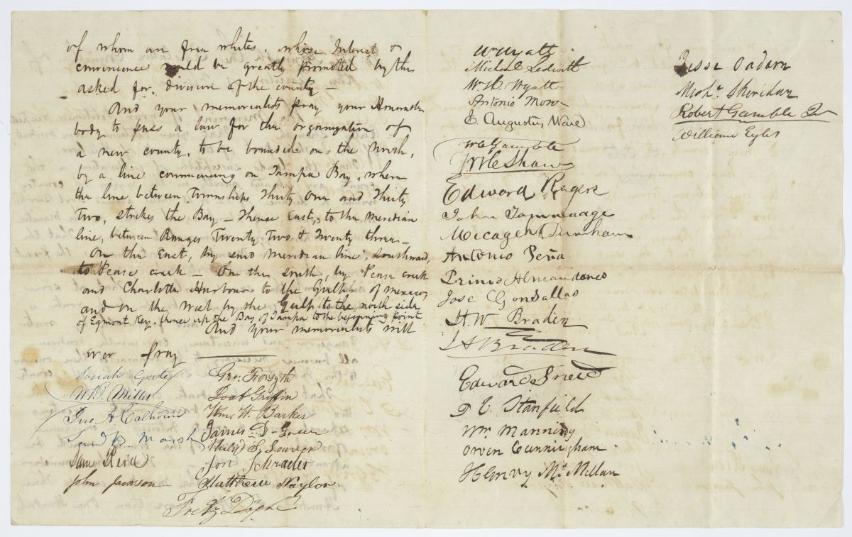 Petition of Citizens of Hillsborough County Requesting a Division of the County, circa 1844