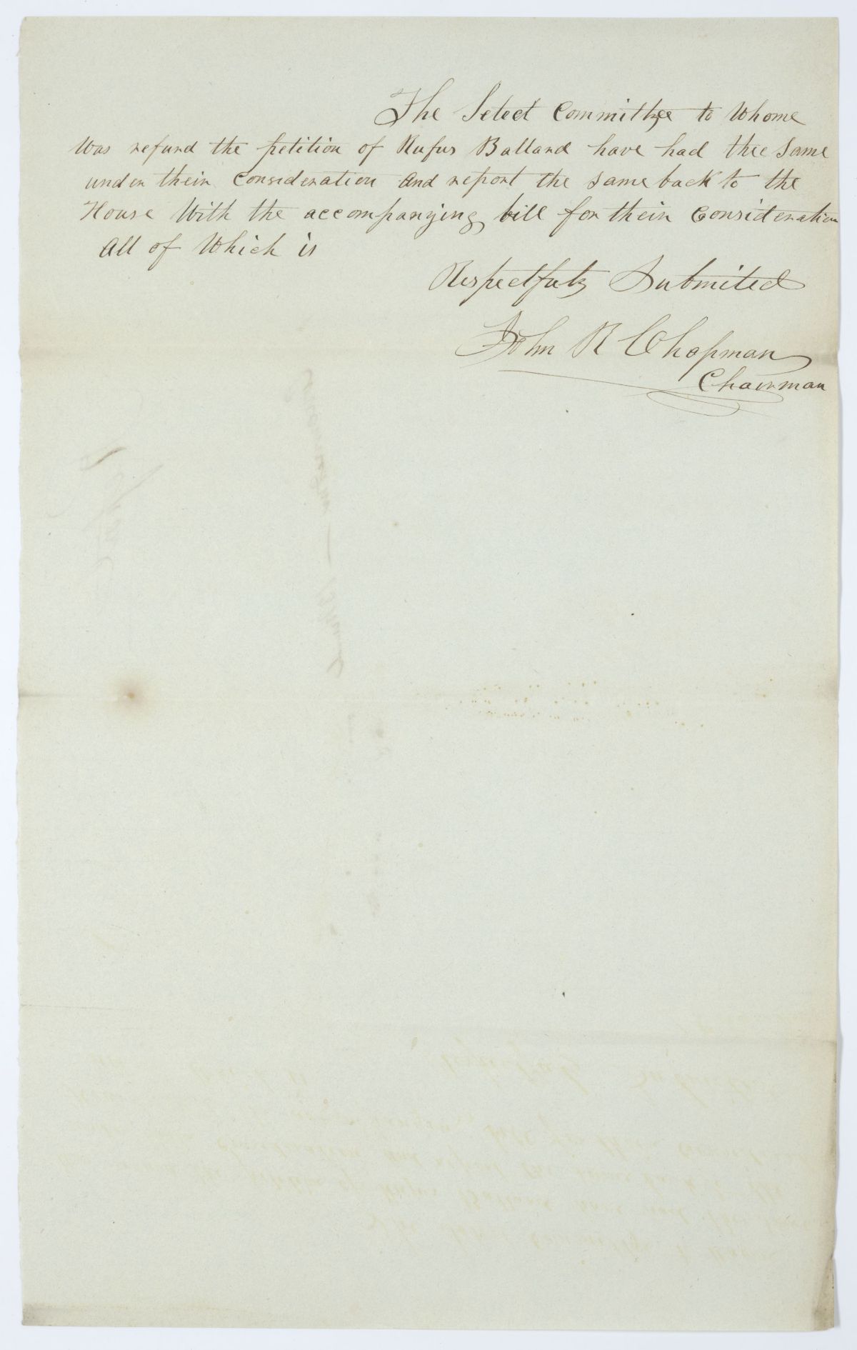 Report of the Select Committee to Whom Was Referred the Petition of Rufus Ballard, circa 1844