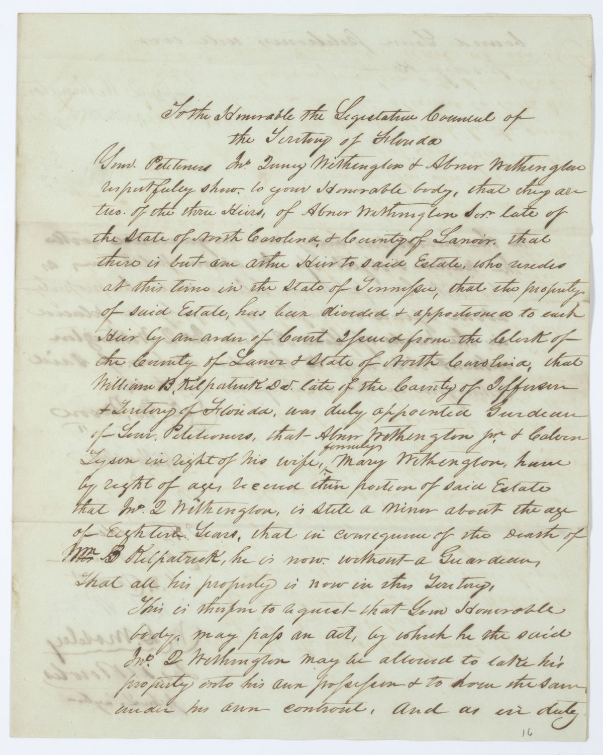 Petition of John Quincy Worthington and Abner Worthington, circa 1844