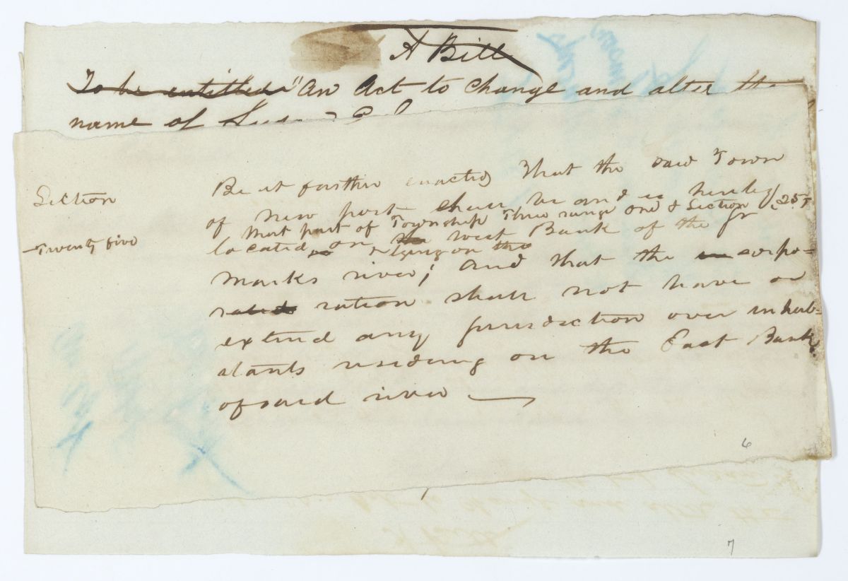 Draft of an Act to Change and Alter the Name of Susan E. Johnson, 1844