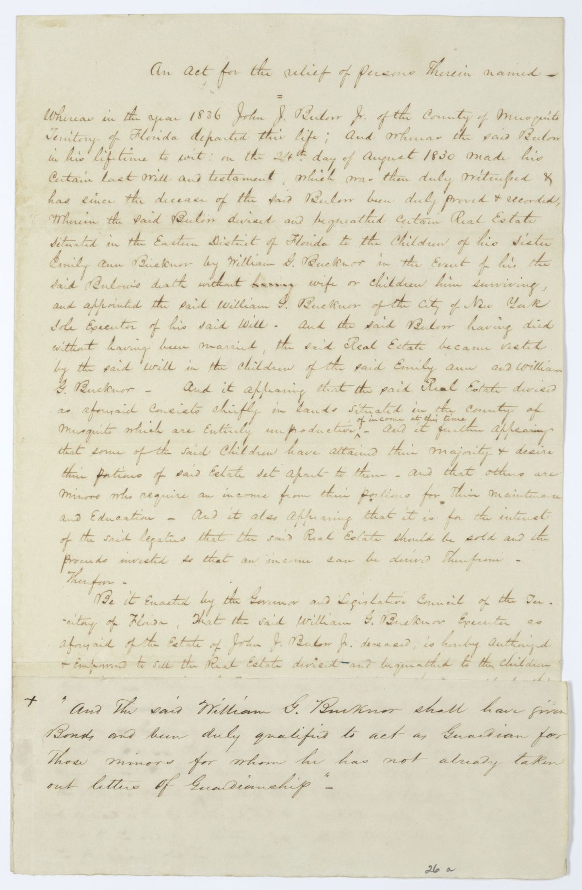 Draft of an Act for the Relief of Persons Therein Named, 1844