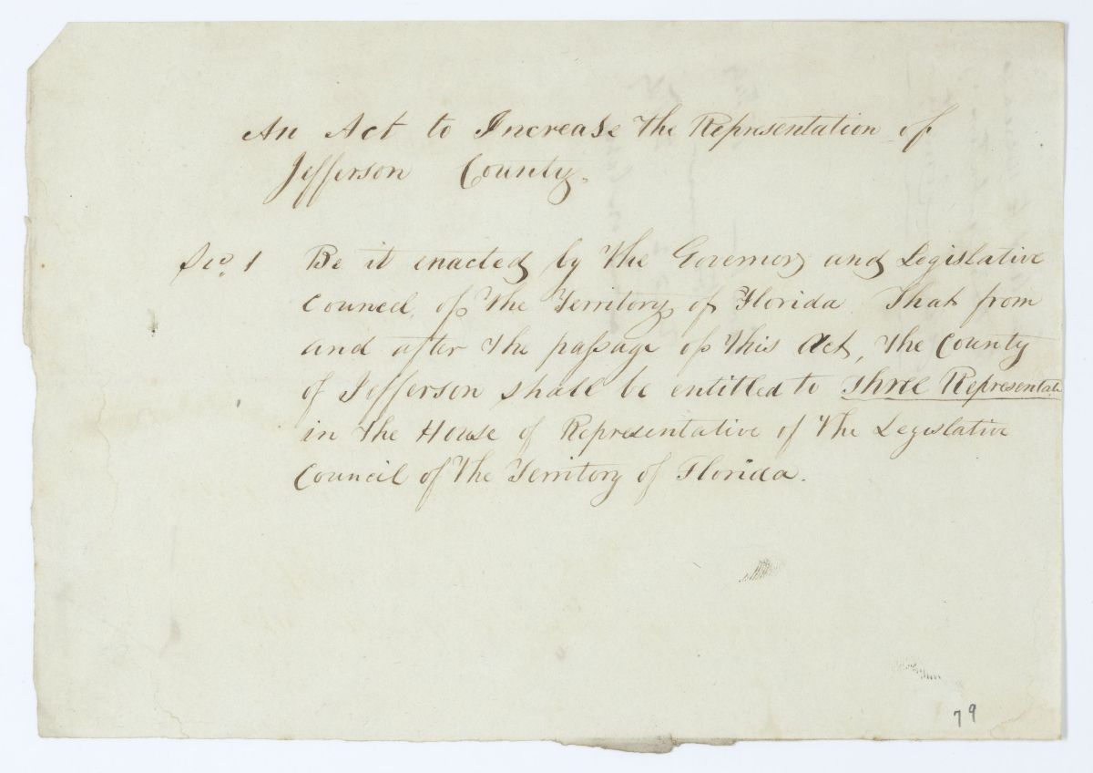 Draft of an Act to Increase the Representation of Jefferson County, circa 1844