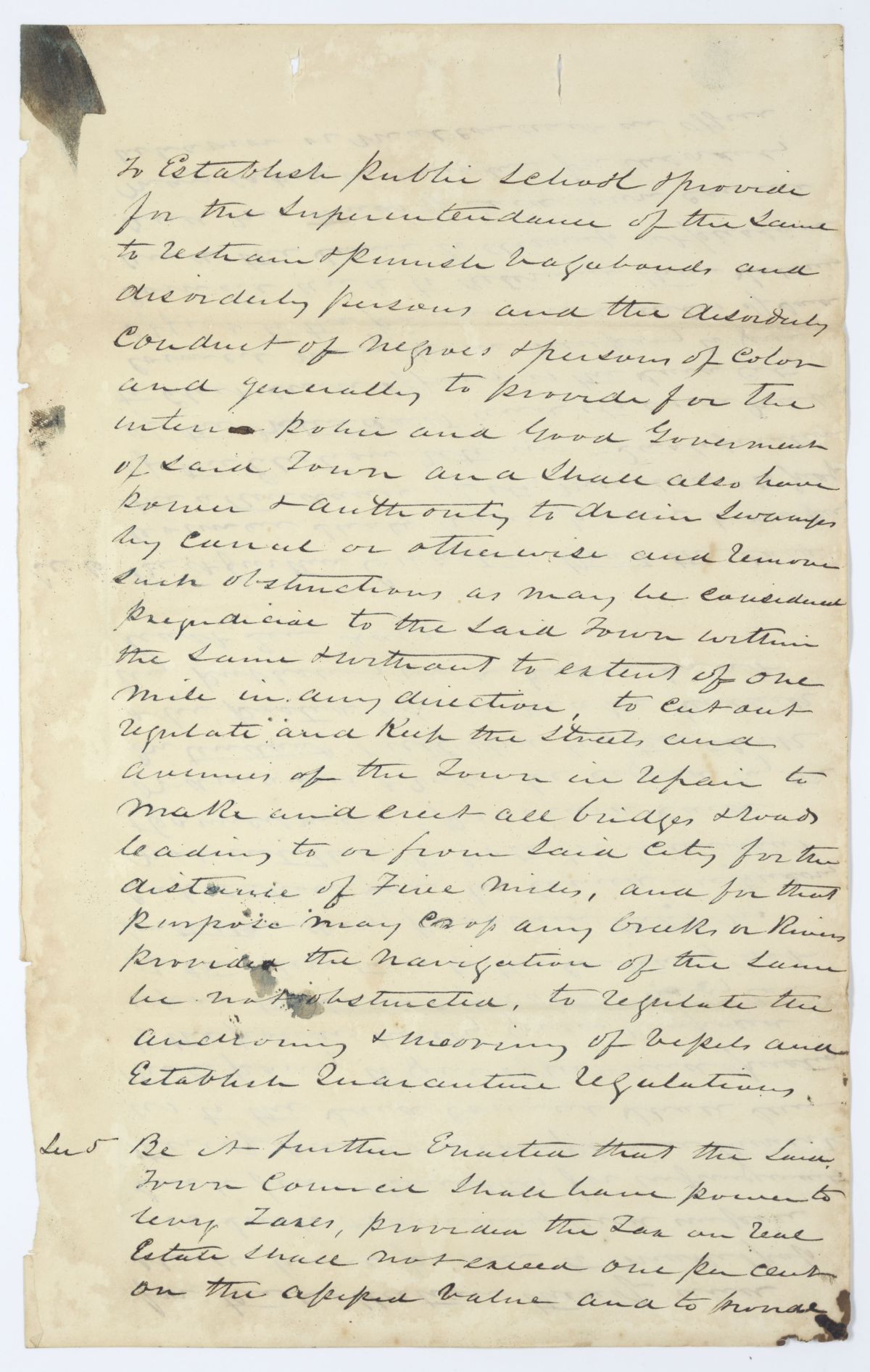 Draft of an Act to Incorporate the Town of Newport, 1844