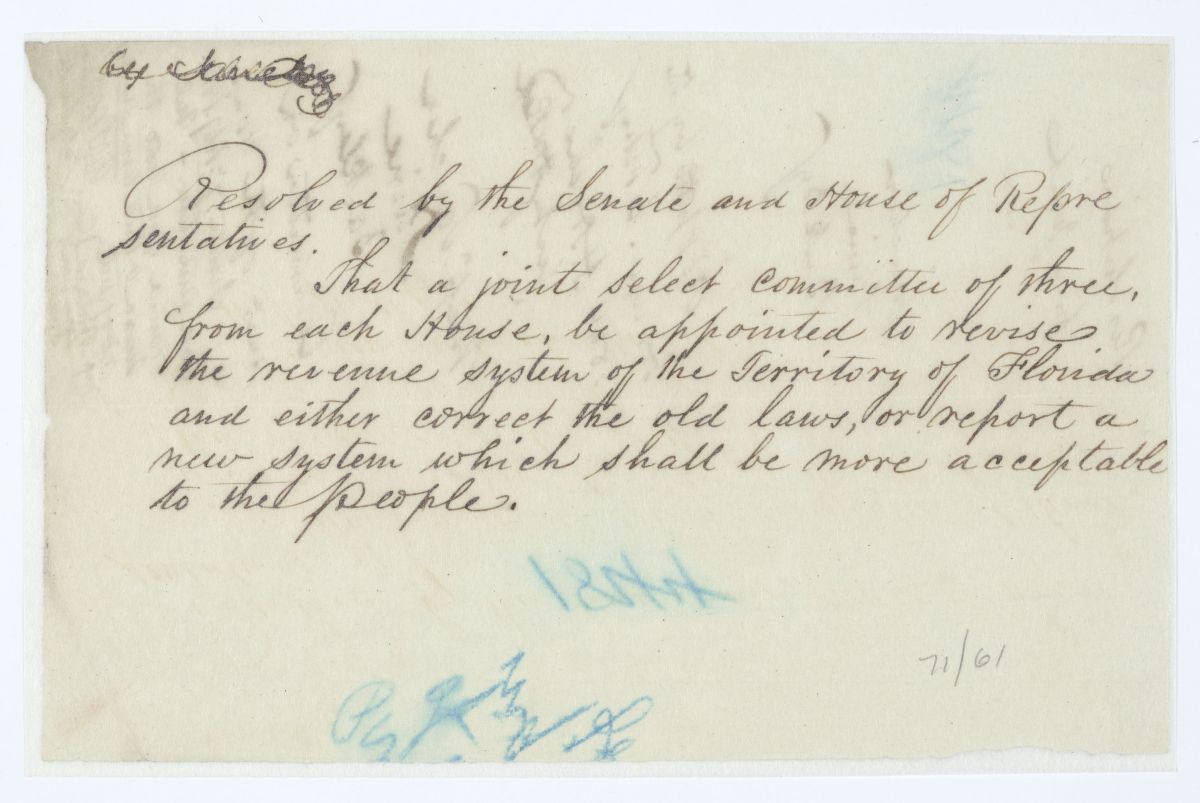 Resolution Calling for a Joint Select Committee to Revise the Revenue System of the Territory, 1844