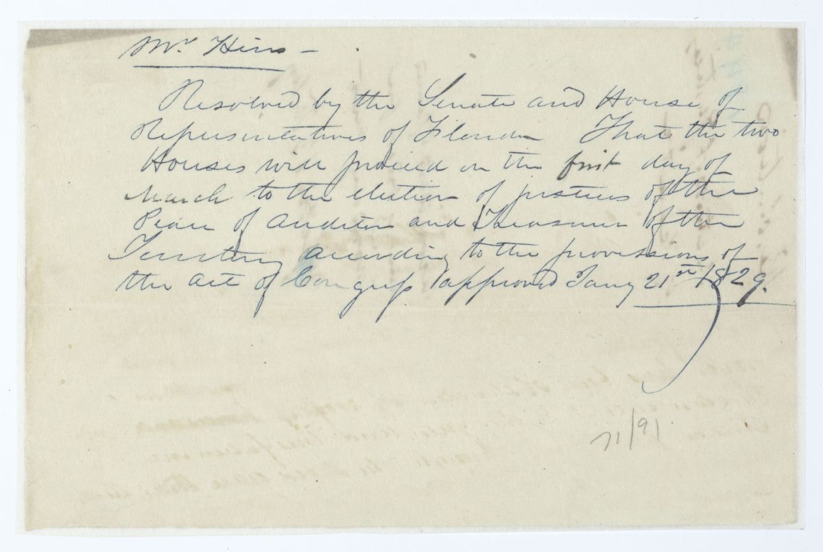 Resolution Designating the Date that the Territorial Legislative Council Will Elect Certain Public Officers, circa 1844