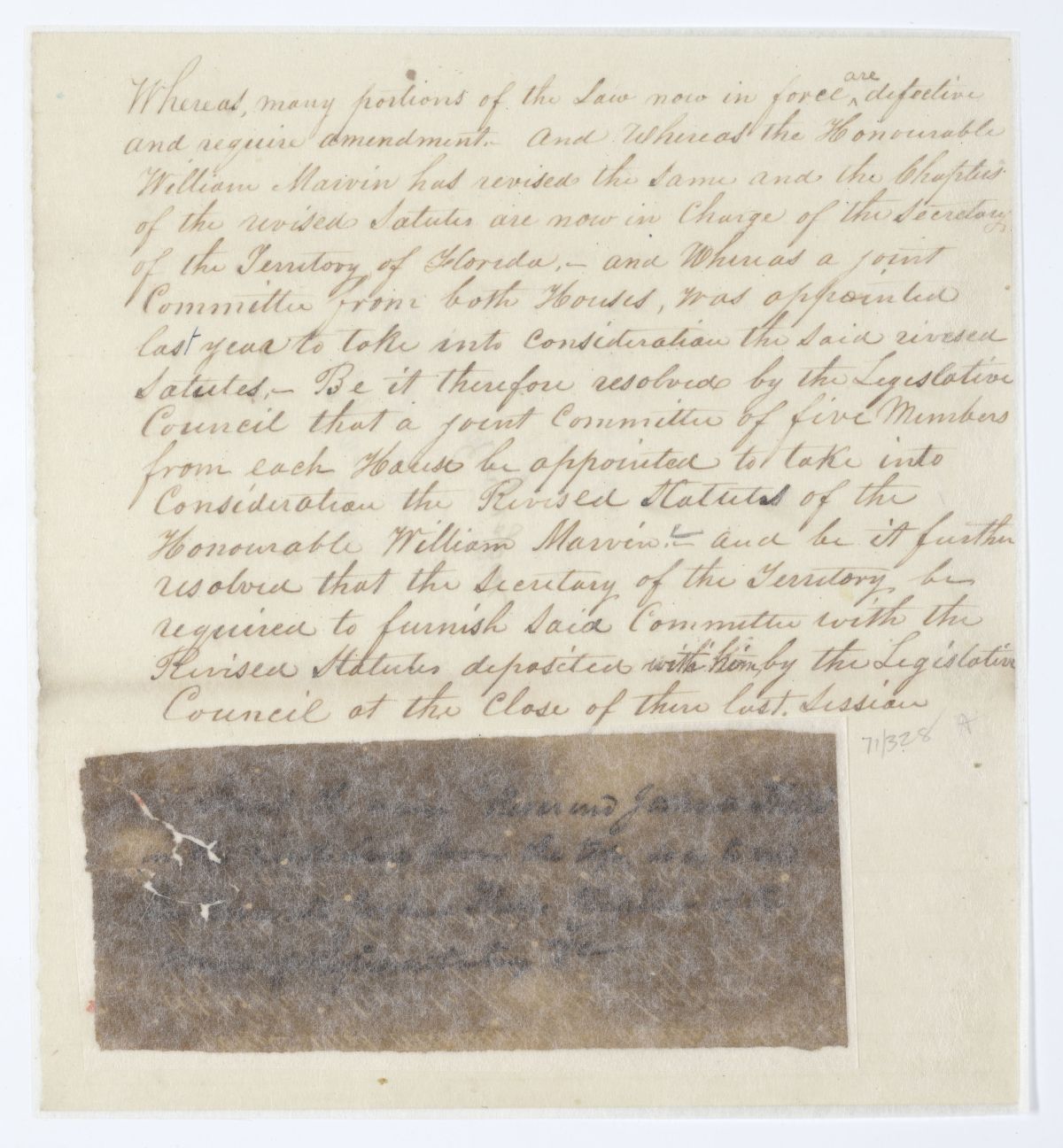 Resolution Calling for a Joint Committee to Take into Consideration the Revised Statutes, circa 1844