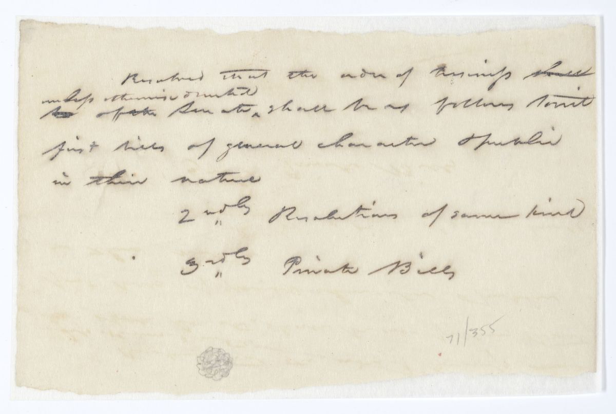 Resolution Designating the Order of Business of the Florida Senate, circa 1844