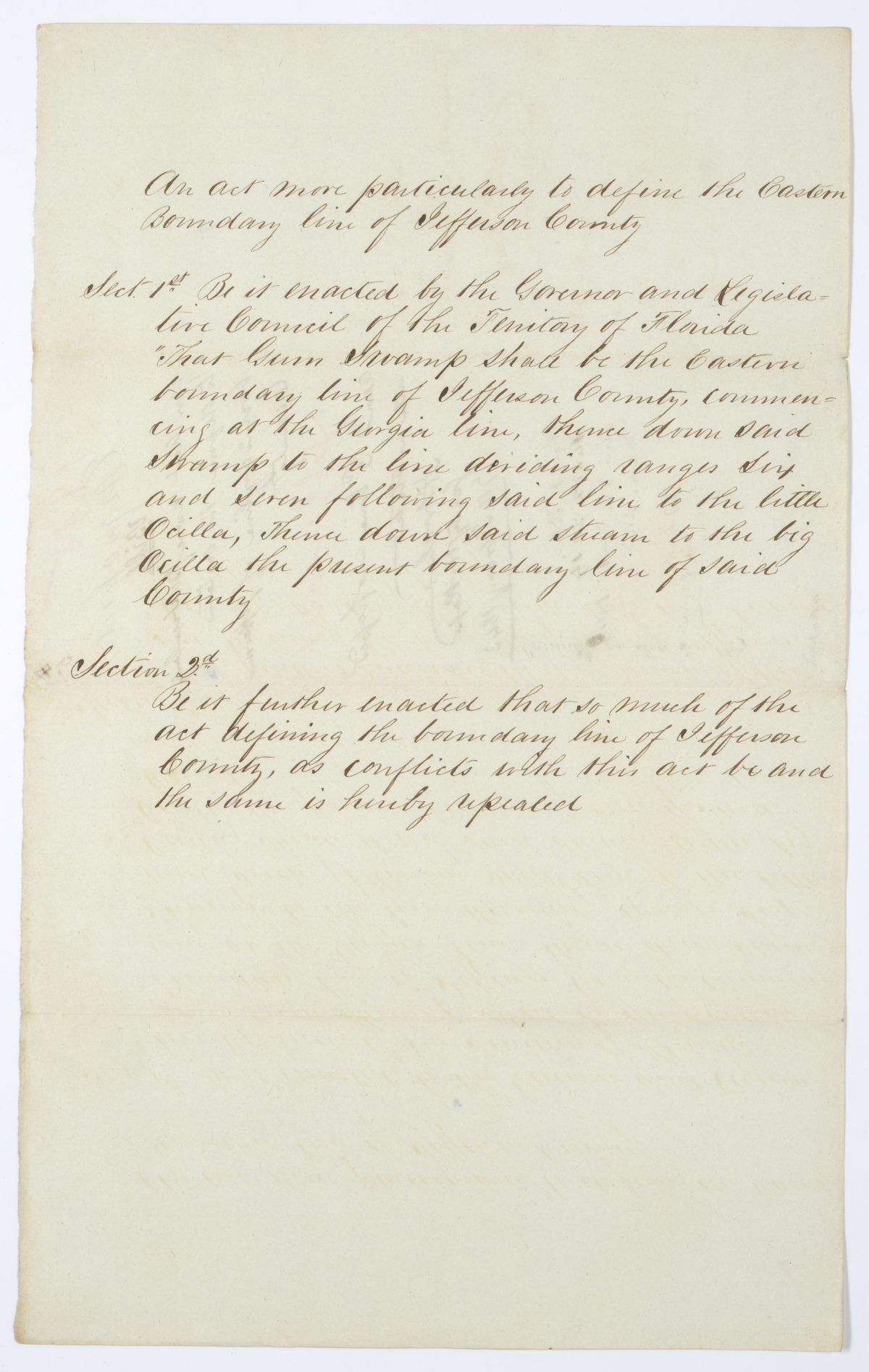 Two Drafts of Acts to More Particularly Define the Eastern Boundary Line of Jefferson County, 1843