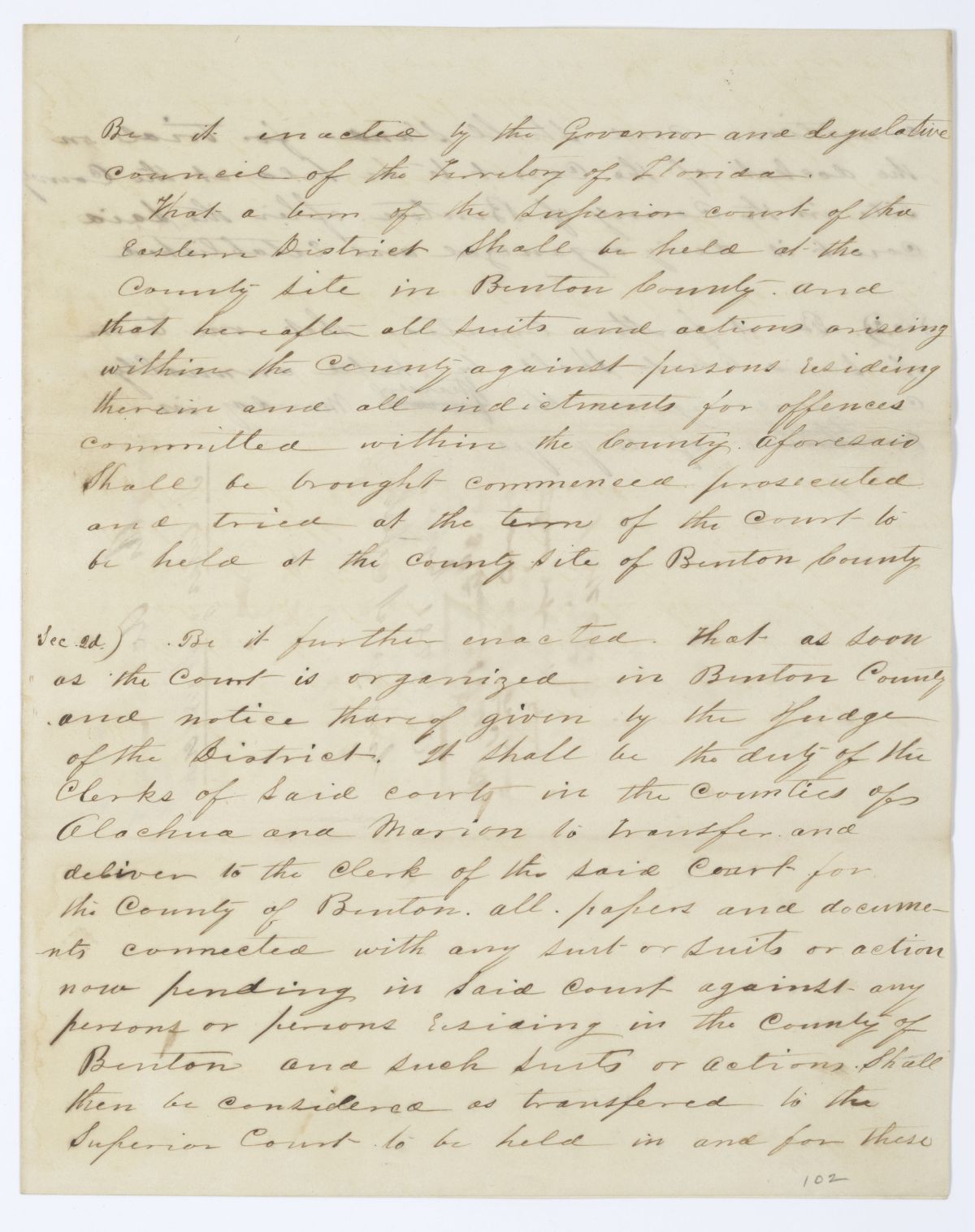 Draft of an Act to Provide for the Holding of an Additional Term of the Superior Court in the Eastern District, 1845