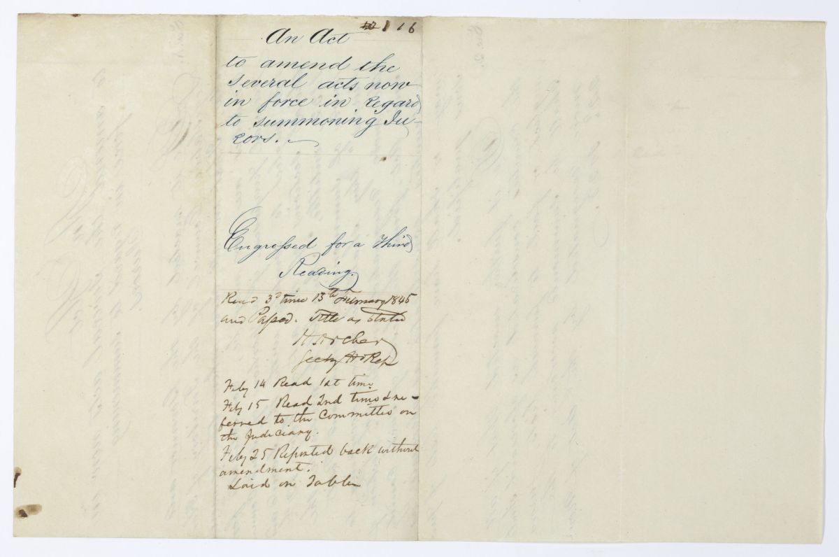 Draft of an Act to Amend the Several Acts Now in Force in Regard to Summoning Jurors, 1845