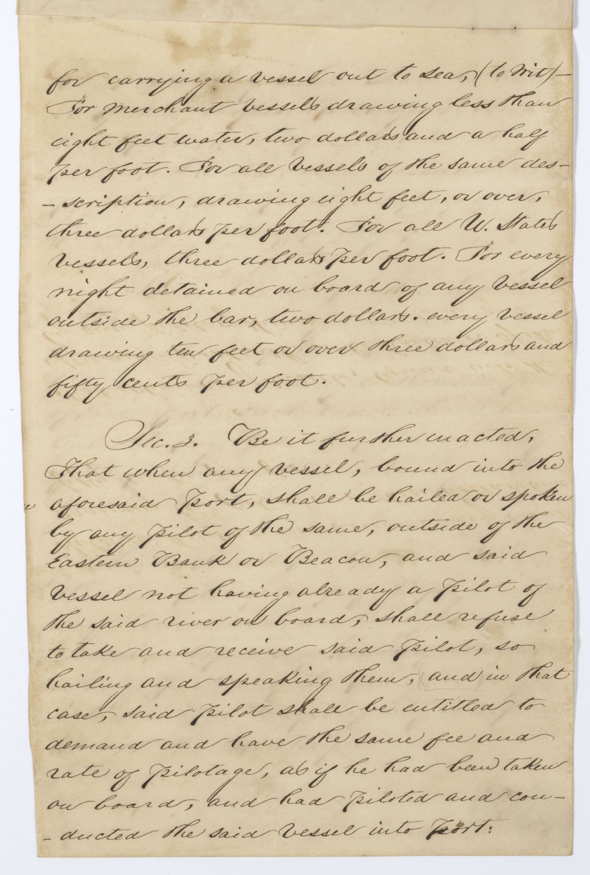 Draft of an Act to Regulate the Pilotage of the Port of Saint Marks, 1845