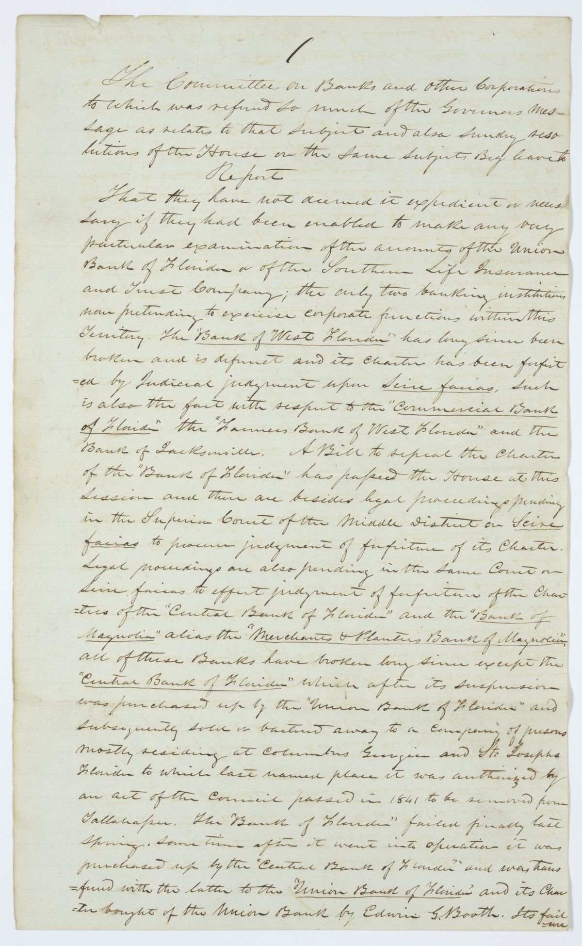 Report of the Committee on Corporations to Whom Was Referred a Portion of the Governor's Message Regarding Banks, 1845