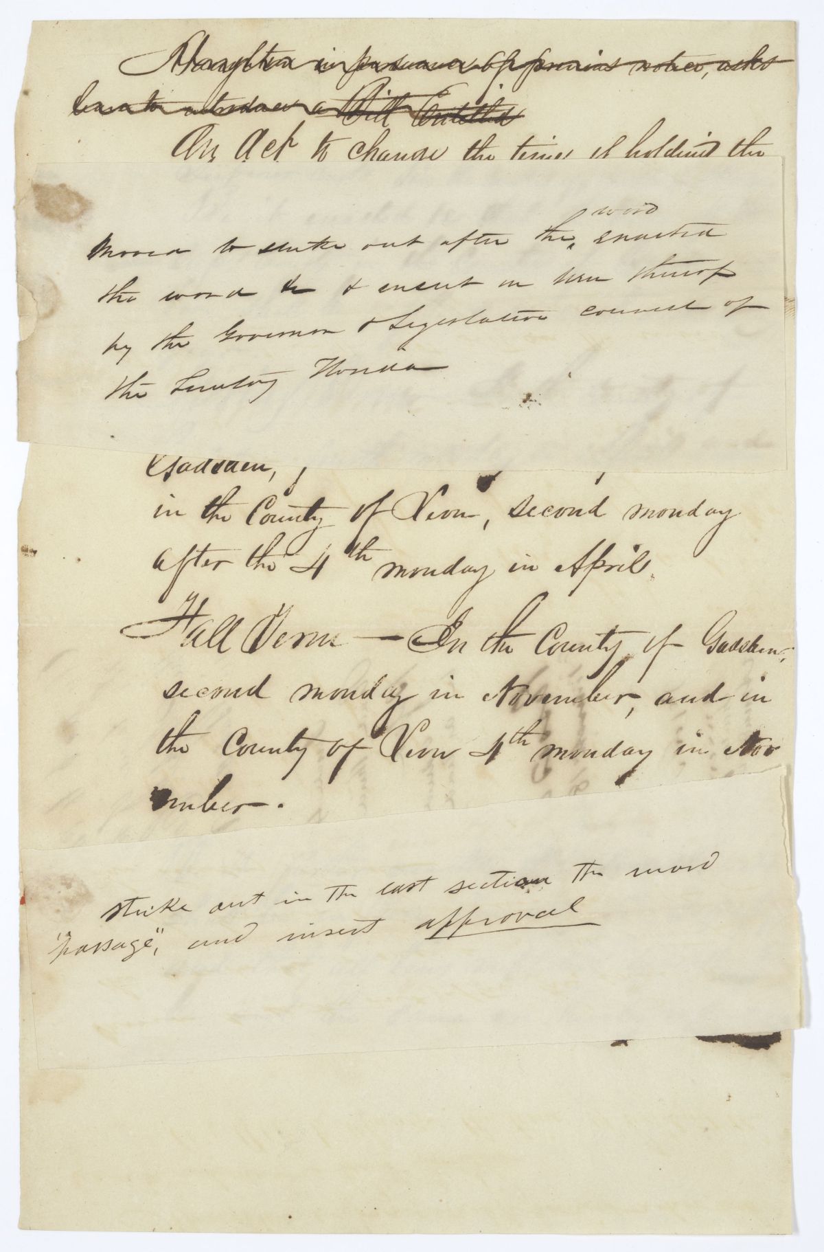 Draft of an Act to Change the Time of Holding the Superior Courts in Gadsden and Leon Counties, 1844