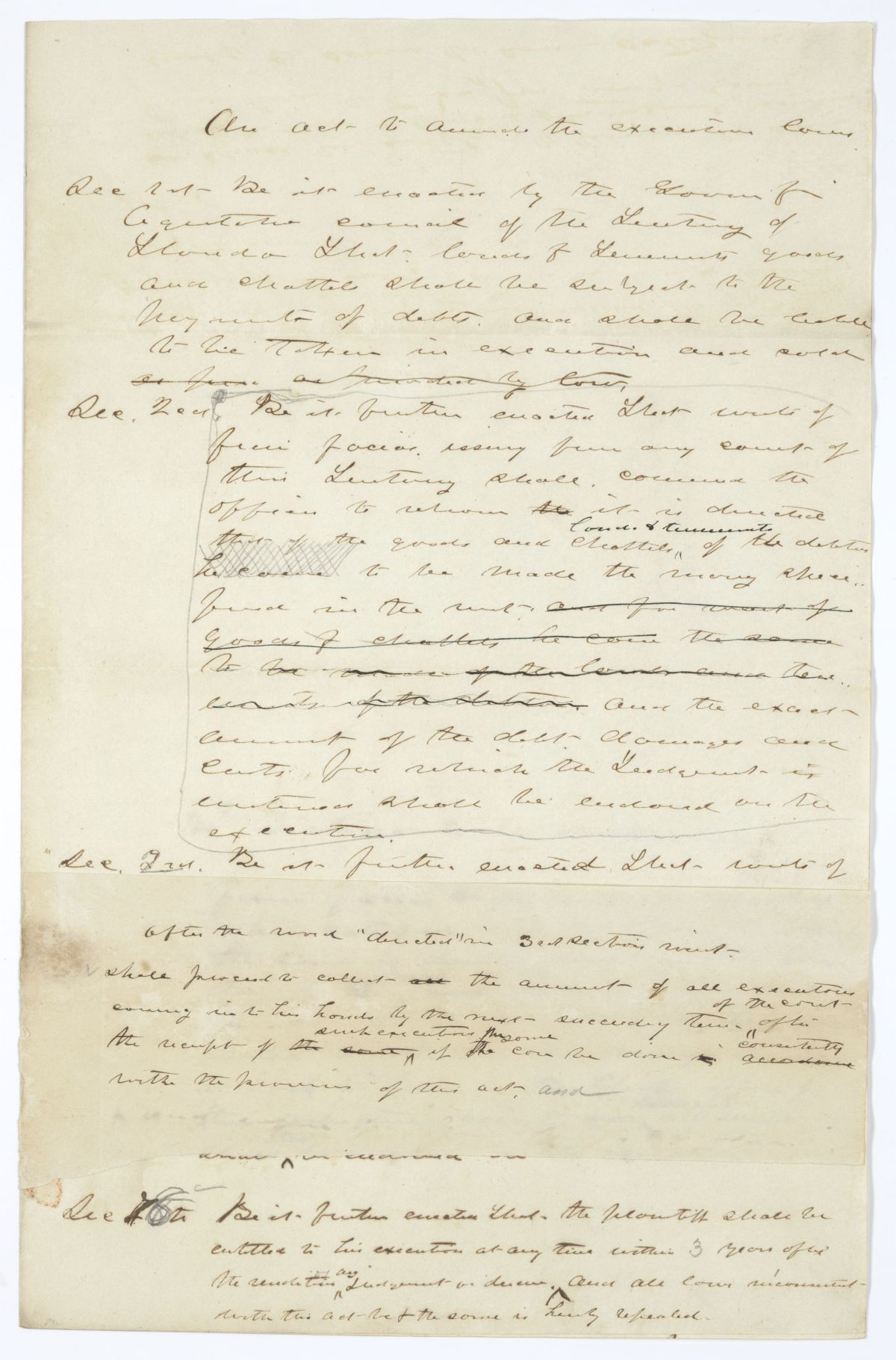 Draft of an Act to Amend the Execution Laws, 1844