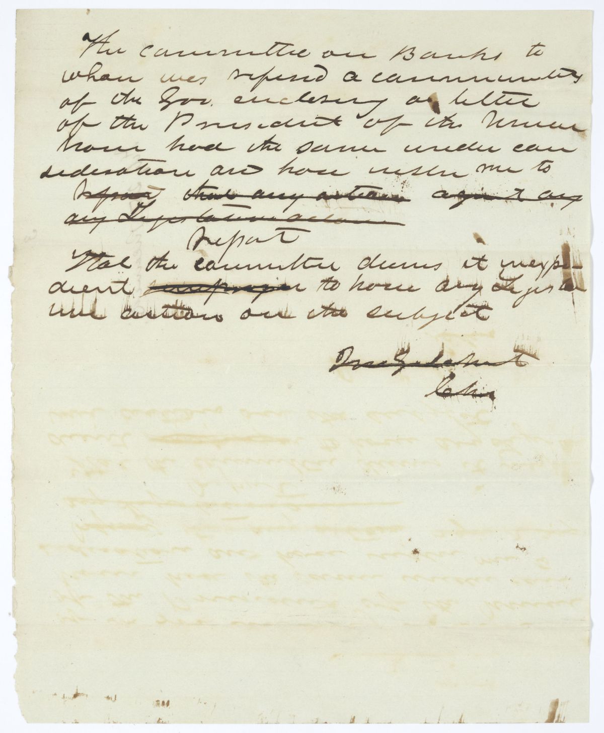 Report of the Committee on Banks to Whom Was Referred a Communication from the Governor, circa 1845