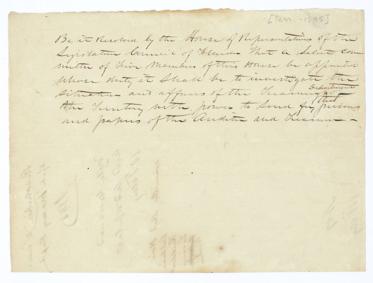 Resolution Calling for a Select Committee to Investigate the Treasury Department of the Territory, 1845