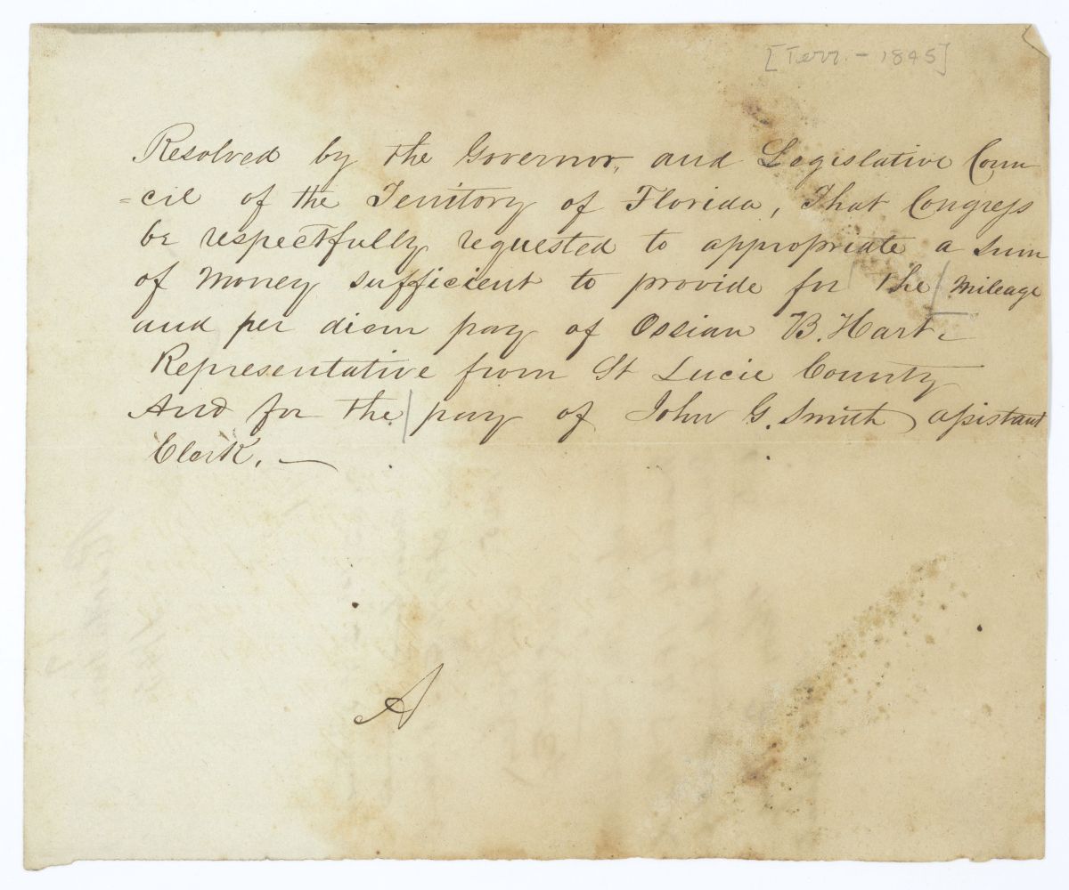 Resolution Requesting that Congress Appropriate Funds to Pay Ossian B. Hart and John G. Smith, 1845