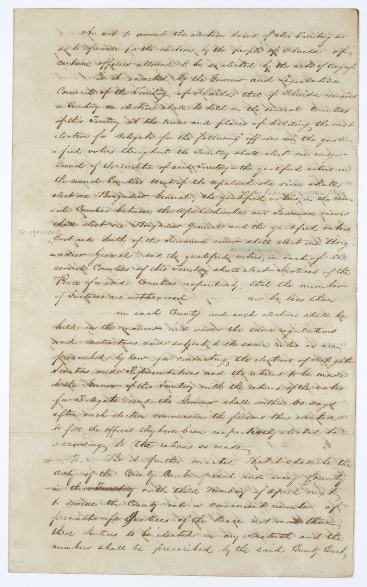 Draft of an Act to Amend the Election Laws to Provide for the Popular Election of Certain Public Officers, 1845