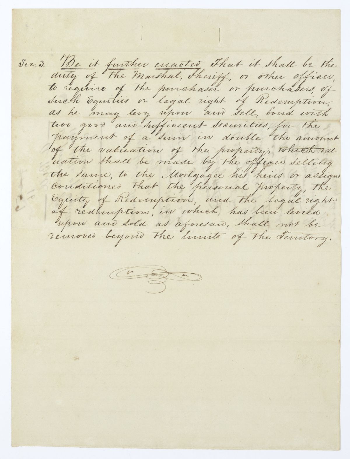 Draft of an Act to Provide for the Sale of Equities of Redemption, 1845