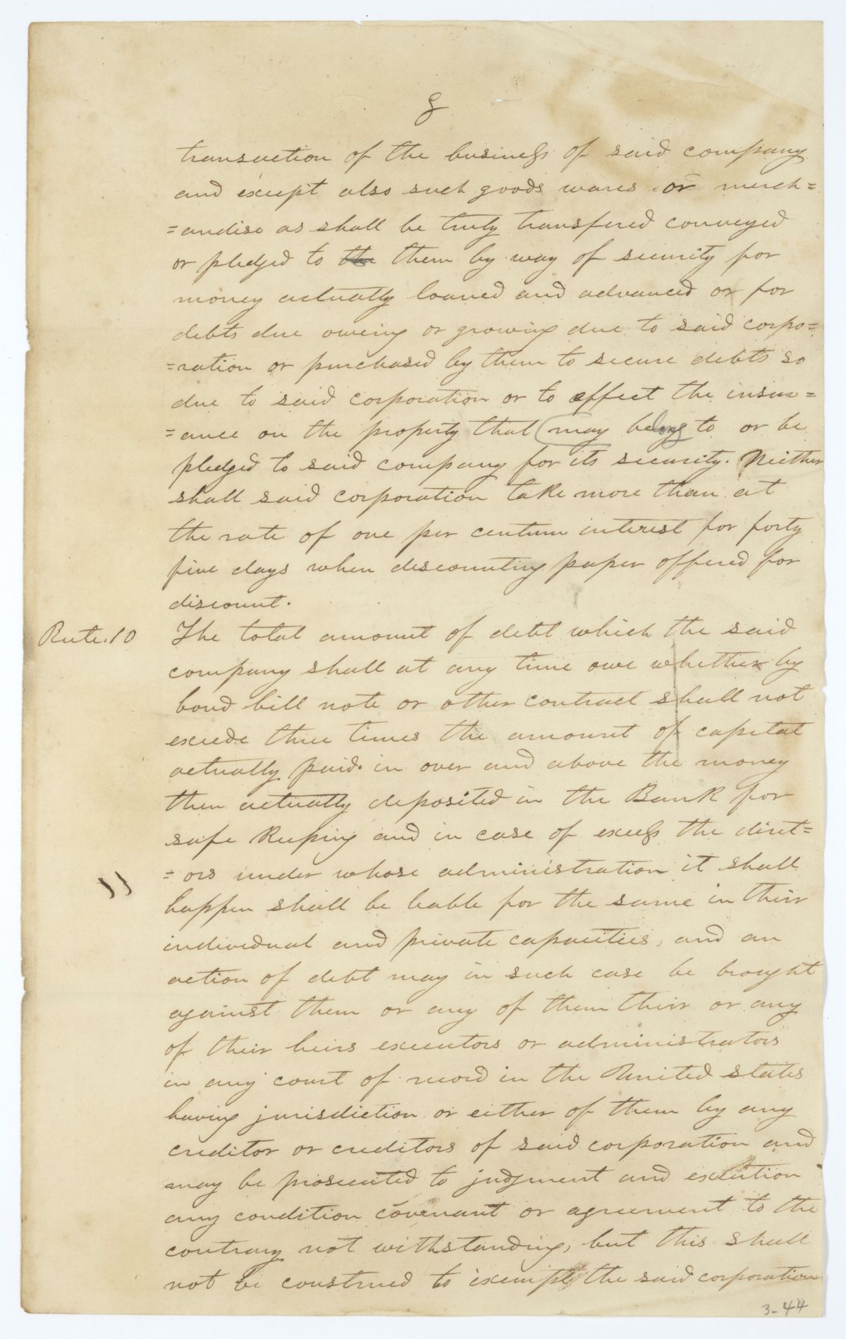 Fragment of a Draft of an Act to Incorporate the Stockholders of the Bank of Tallahassee, circa 1845